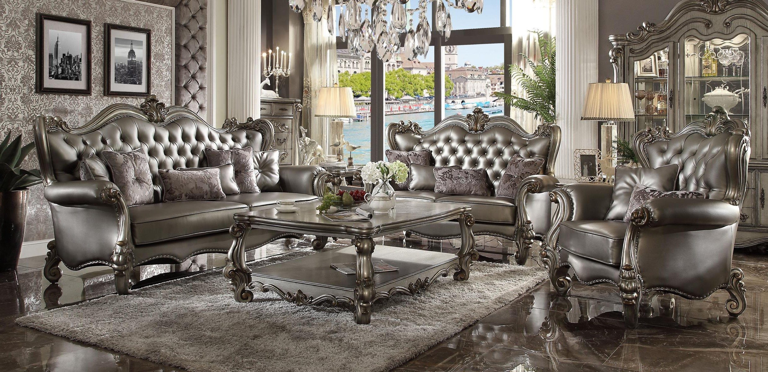 Xlmoebel Polstergarnitur Luxus Sofagarnitur 3+2+1 Sitzer mit Couchtisch 4tlg, (4-tlg), Made in Europa