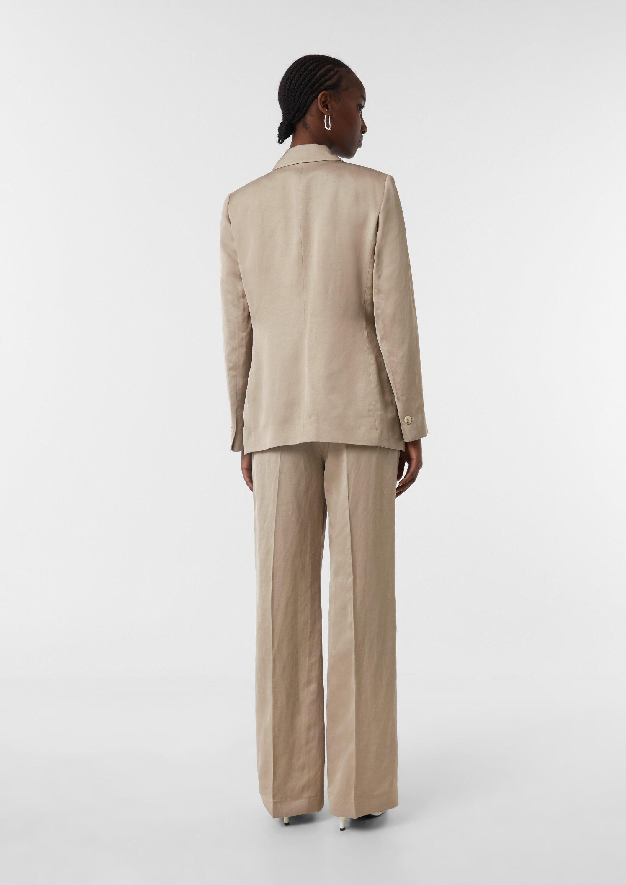 comma Jackenblazer Indoor-Blazer Fließender Satin-Blazer aus Leinenmix