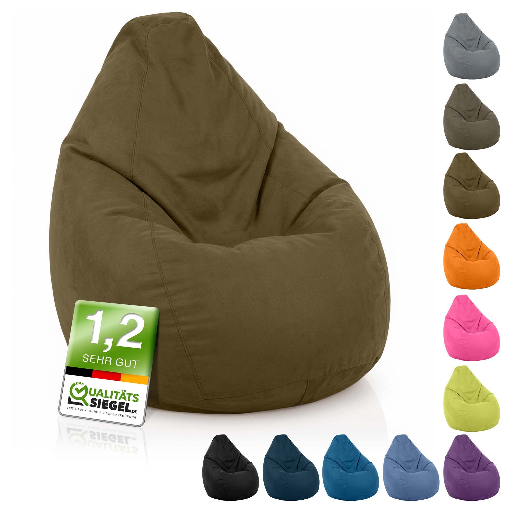 Green Bean Sitzsack Kinder Sitzsack Drop 60x60x90cm (mit Rückenlehne 60x60x90cm - Indoor Sitzkissen 220L EPS-Perlen Füllung, Kuschelig Waschbar), Bean Bag Bodenkissen Lounge Chair Sitzhocker Kindersitzsack