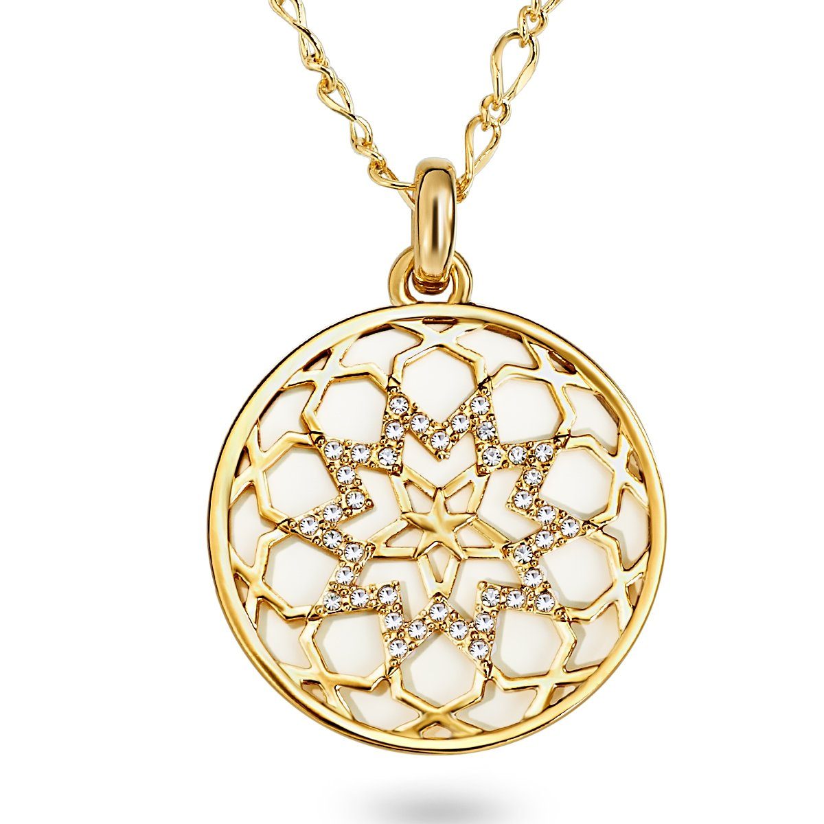 Anhänger mit Lulu weiß Swarovski® Kristallen von & gelbgold Collier verziert Jane mit Kette