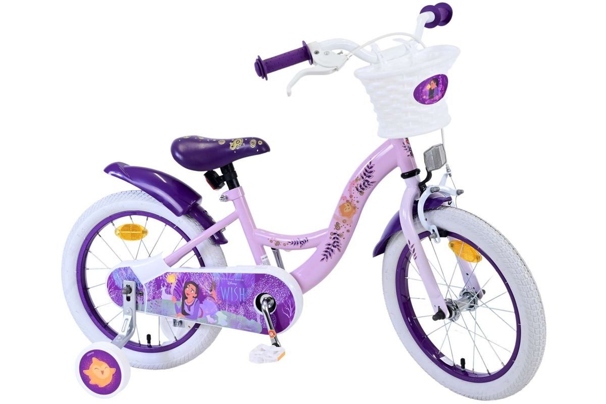 Volare Kinderfahrrad 16 Zoll Kinder Mädchen Fahrrad Rad Mädchenrad Disney Wish 31652-SACB, 1 Gang, Rücktrittbremse,Korb,Stützräder,Kettenschutz,Schutzbleche
