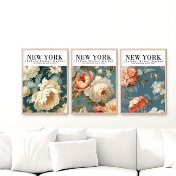 homestyle-accessoires Poster Bilderset NEW YORK FLOWER MARKET A4 oder A3 Prints, Ohne Bilderrahmen