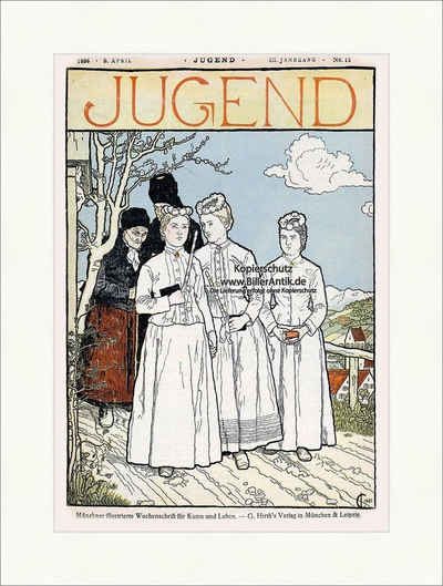 Kunstdruck Titelseite der Nummer 15 von 1898 Julius Carben Tracht Beerdigung Juge, (1 St)