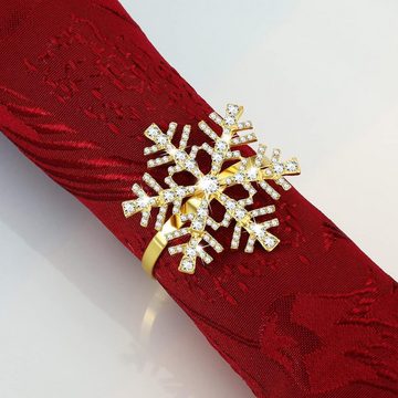 Lubgitsr Serviettenring 12Pcs Schneeflocke Serviettenringe Serviettenringe Weihnachten, (12-tlg)