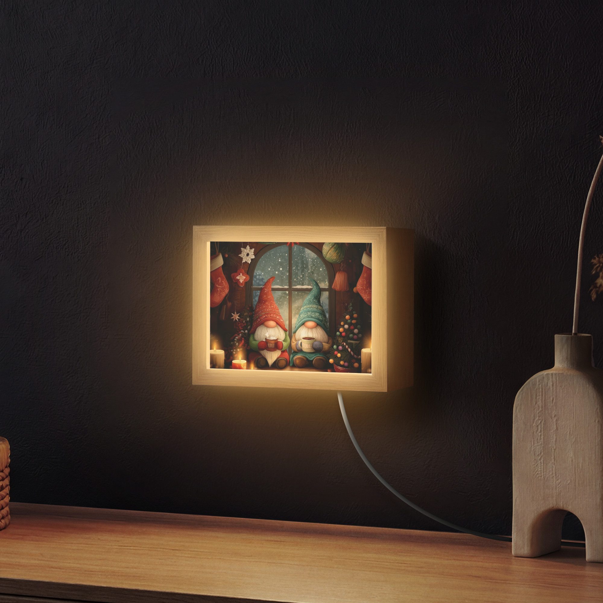 OnlyWow Wandleuchte Lightbox Wichtel - Weihnachten - Fenster - Farbenfroh, Dimmbar, Farbwechsel, LED, Warmweiß, Kaltweiß, Neutralweiß Einstellbar, Wandlampe Inn – Bild 2 von 5