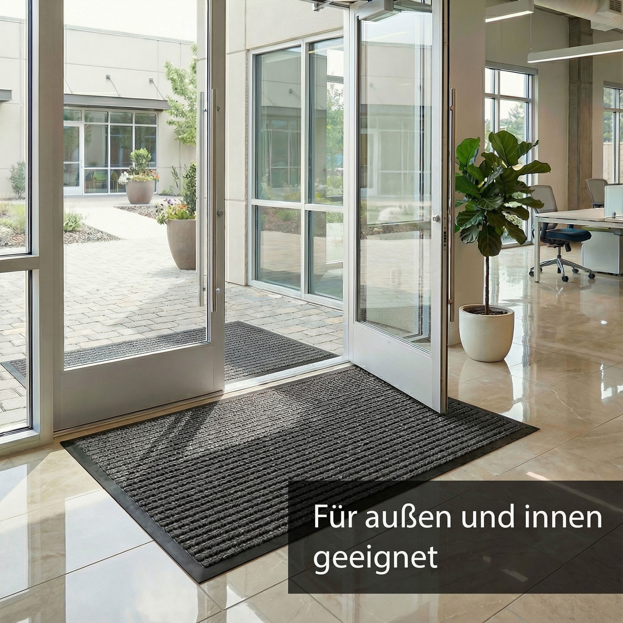 HELLSER Fußmatte für Außen & Innen – Rutschfeste Schmutzfangmatte – Braun & Schwarz, Flach & leicht zu reinigen – 60x90cm // 90x120cm