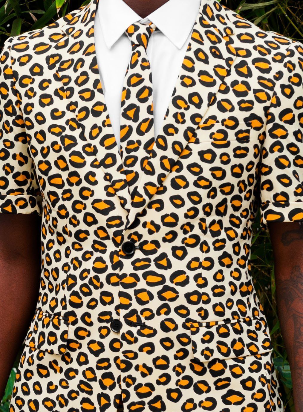 Opposuits Partyanzug Shorts Suit The Jag - Leoparden Kostüm Anzug, Cooler Dress für heiße Tage