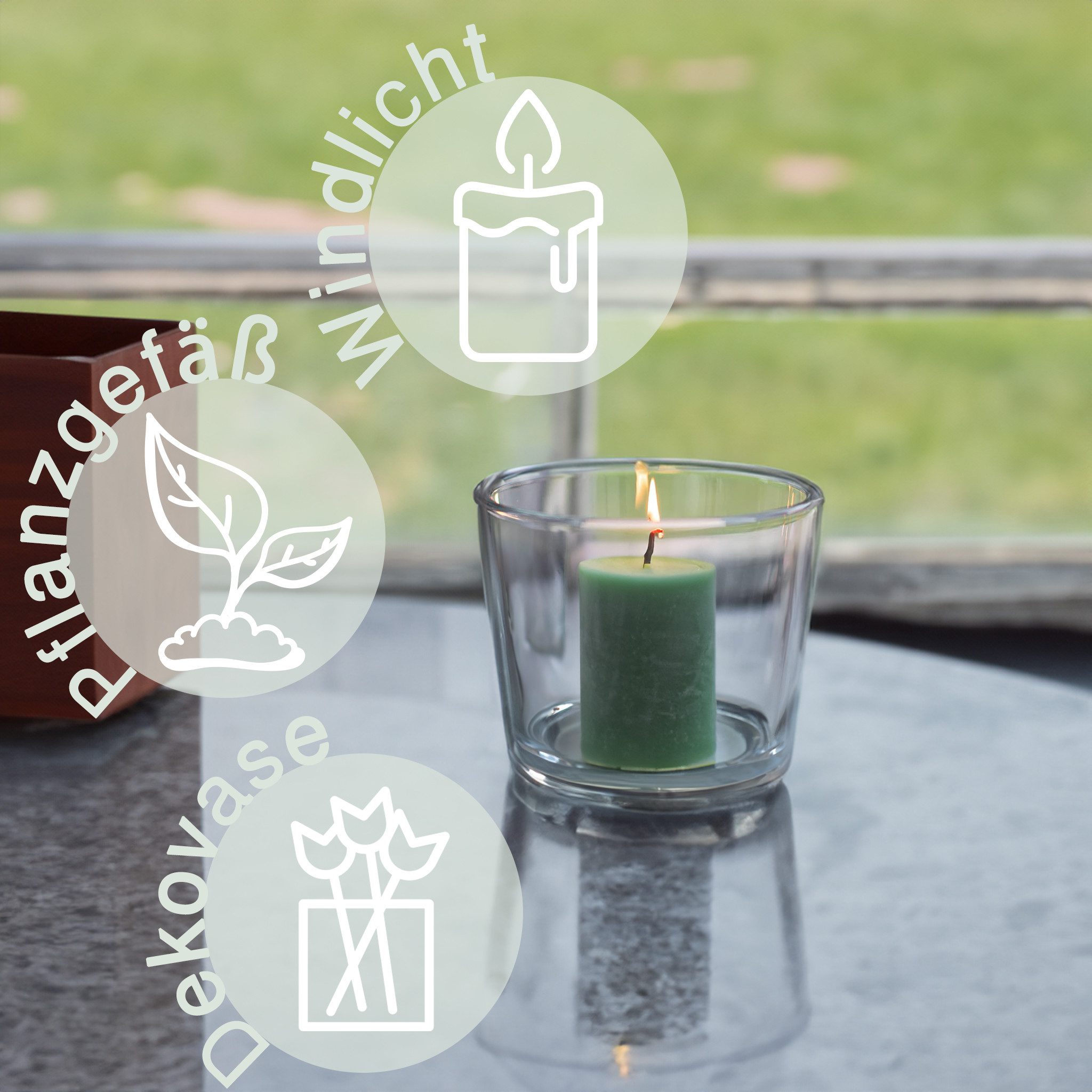 matches21 HOME & HOBBY Dekovase Runde Glas-Vasen 2er Deko-Gläser Ø 10 x 9 cm konisch, klar (2 St), Moderne Tischdeko Dekovase als Blumenvase Kerzenglas – Bild 4 von 5