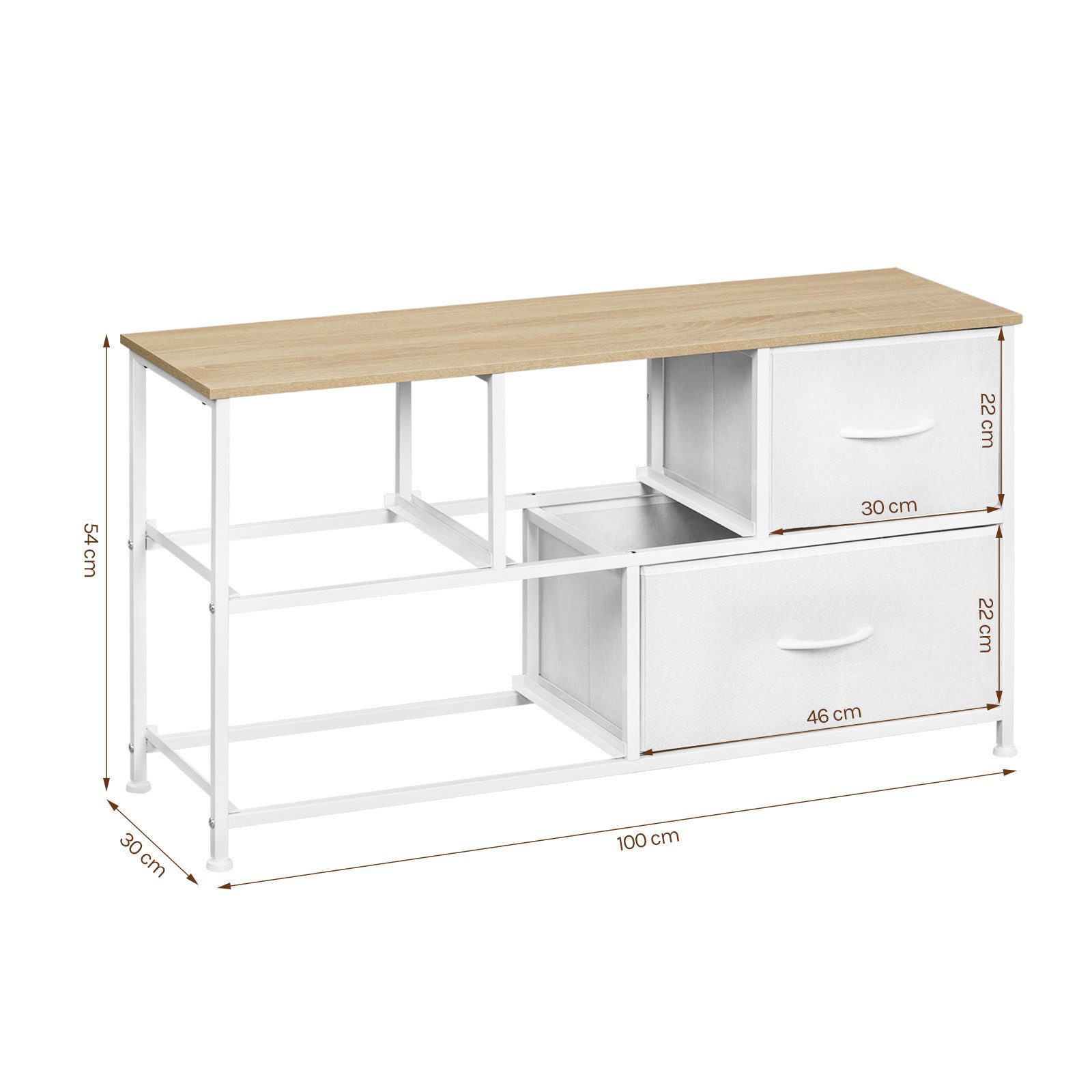 Woltu Kommode, aus Metallrahmen Holzwerkstoff, mit 5 Schubladen aus Stoff