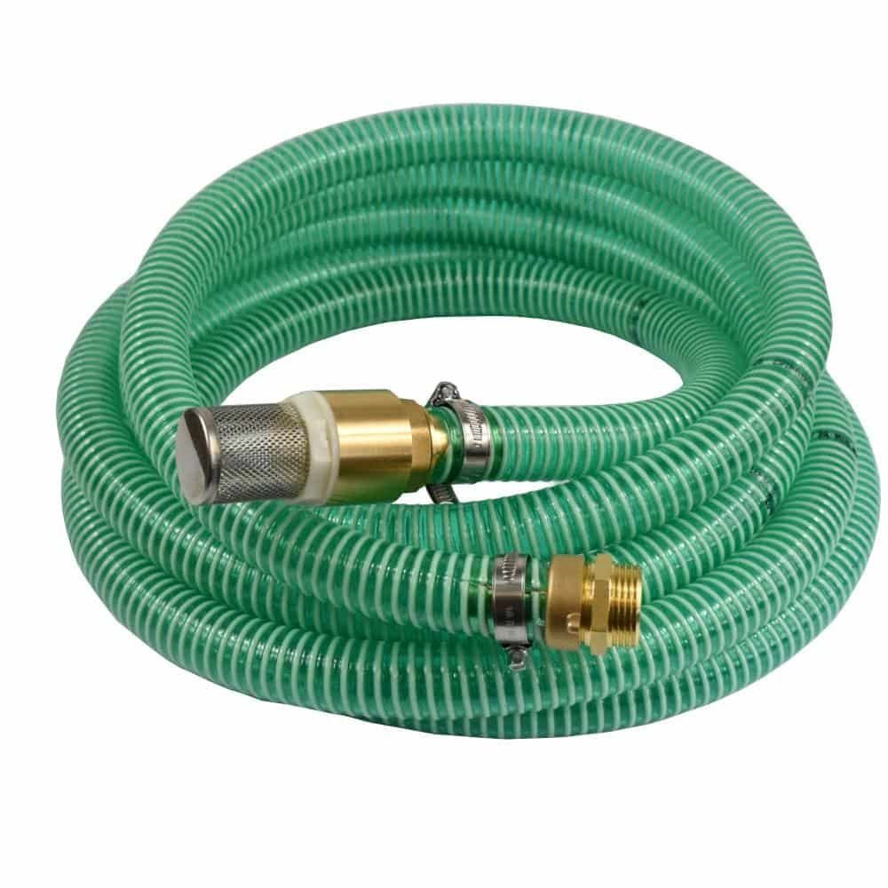 KLASEBO® Saugschlauch Saug Druckschlauch 1 Zoll Set, Saugkorb mit Rückschlagventil, Doppelnippel Messing - 1m