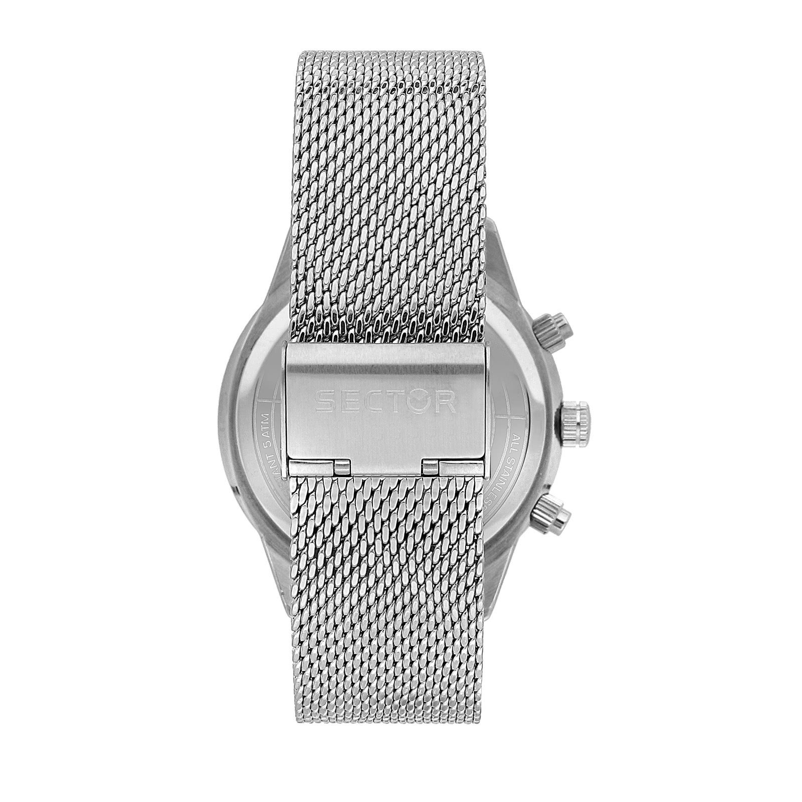 silber, Herren Herren (43mm), groß Armbanduhr Fashion Multifunkt, Armbanduhr Edelstahlarmband Sector Sector Multifunktionsuhr rund,