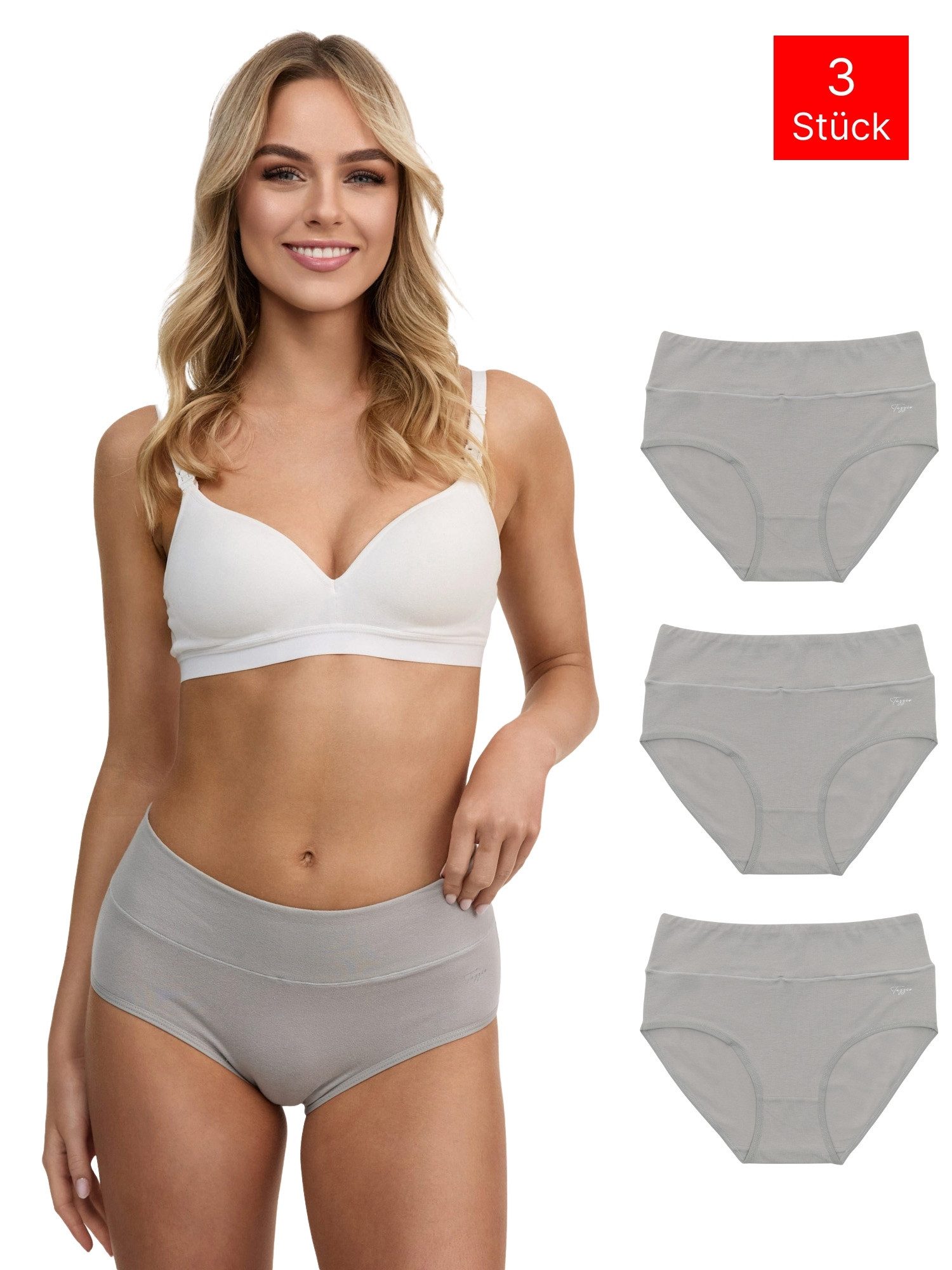 Tazzio Taillenslip 3er-Pack Damen Slip F920 (Packung, 3-St., 3er-Pack) hoher Bund kaschiert, zeichnet sich nicht ab