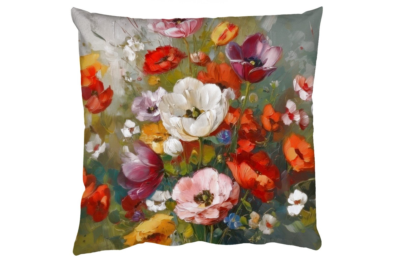 MuchoWow Dekokissen Heiteres Bouquet - Dynamisch - Dezente Farbtupfer, Zierkissen, Deko Kissen mit Füllung, Sofakissen, 60x60 cm