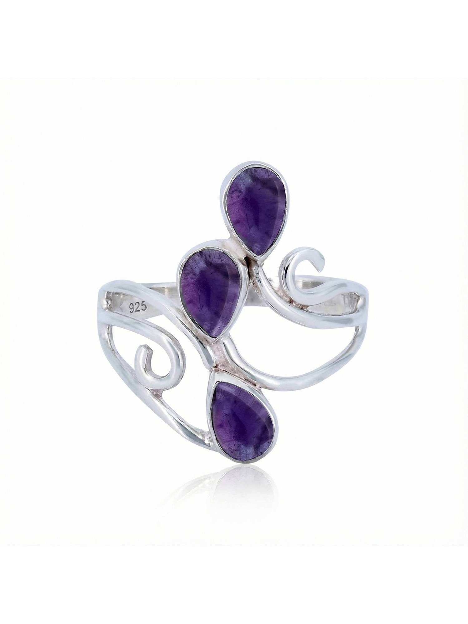 mantraroma Silberring SIDISTI aus 925 Silber mit Amethyst (Ring mit Schmuckbeutel), Damenring aus 925er Silber