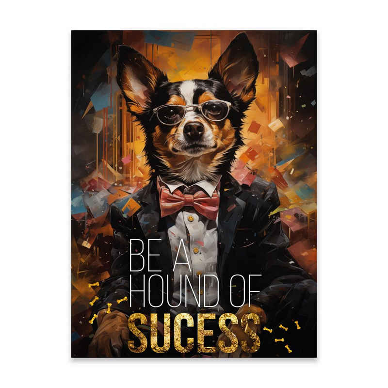 Wallarena Poster Hund Kunst Wohnzimmer Schlafzimmer Kunstdruck Wandbild XXL, Motivation Poster Bild (Premium Poster mit Rahmen / Ohne Rahmen, 1 St), Groß Wandbilder Größen zur Auswahl: 30x40 cm / 50x70 cm / 70x100 cm