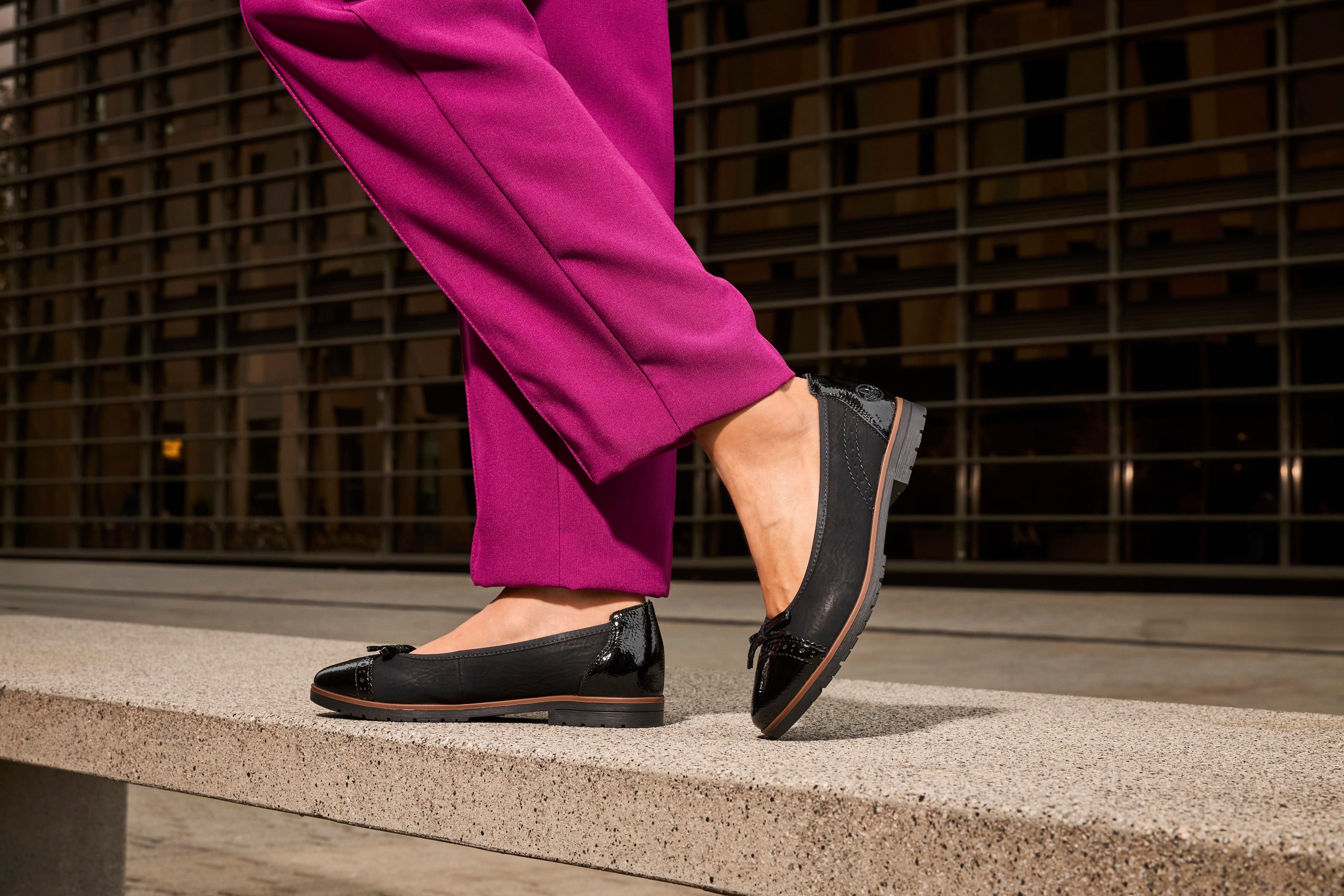 Rieker Ballerina, Loafer, Schlupfschuh, Flats, Slipper, Businessschuh mit Schleifchen