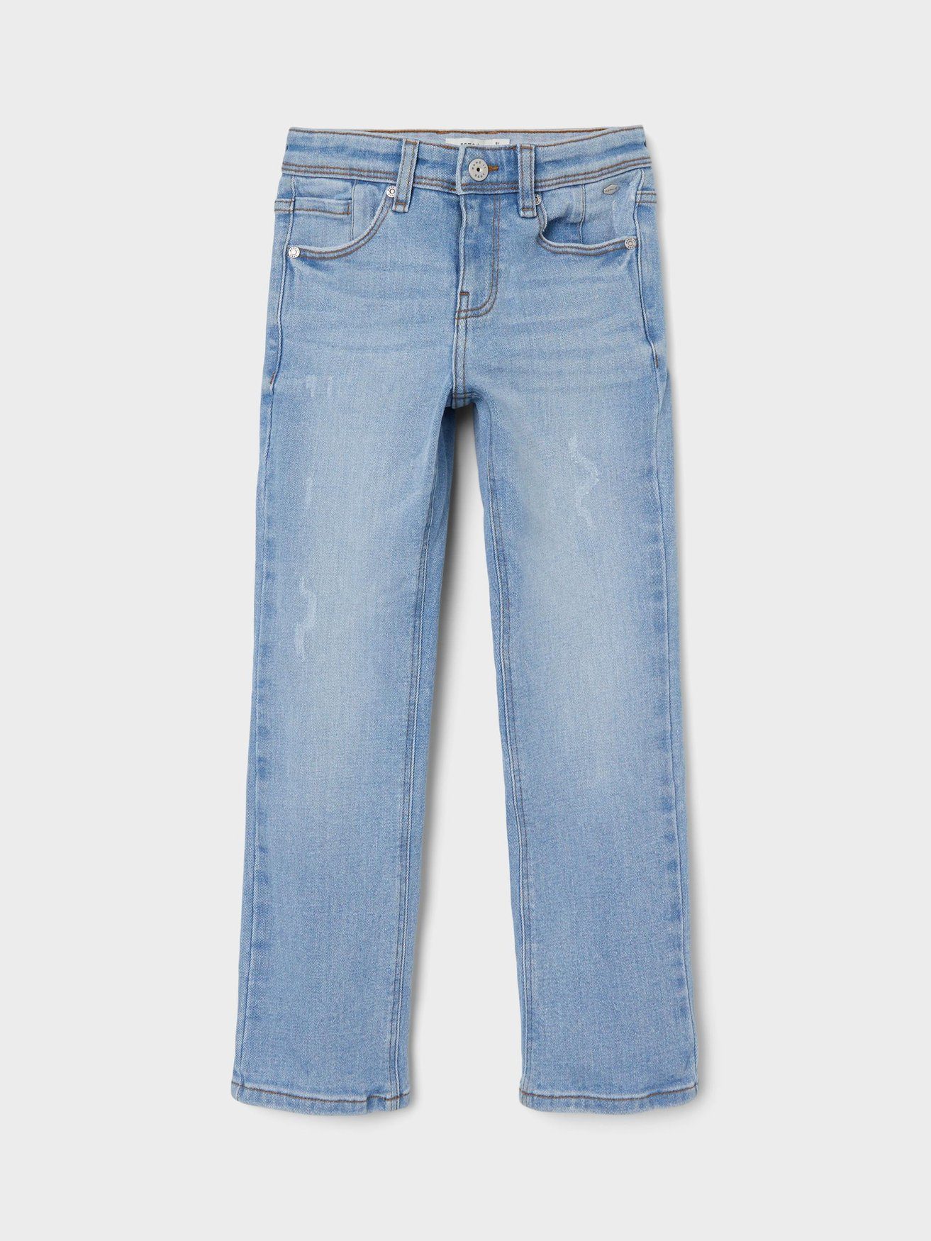Bund Hellblau Leg Jeans Name It mit Denim 5537 Straight verstellbarem Regular-fit-Jeans in NKMSILAS