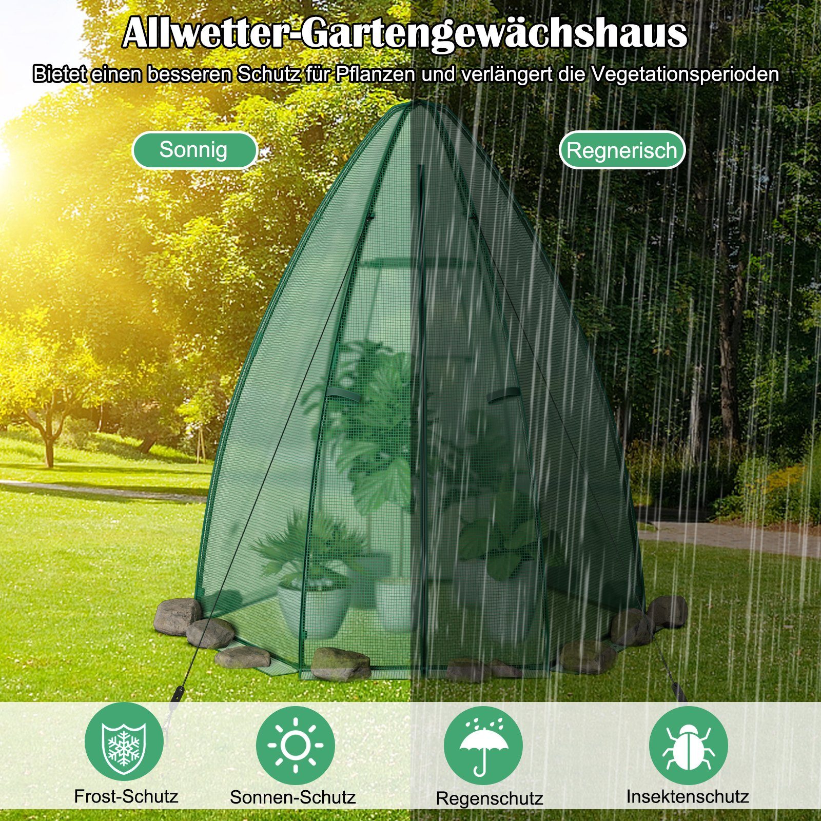 COSTWAY Foliengewächshaus Gewächshaus,...