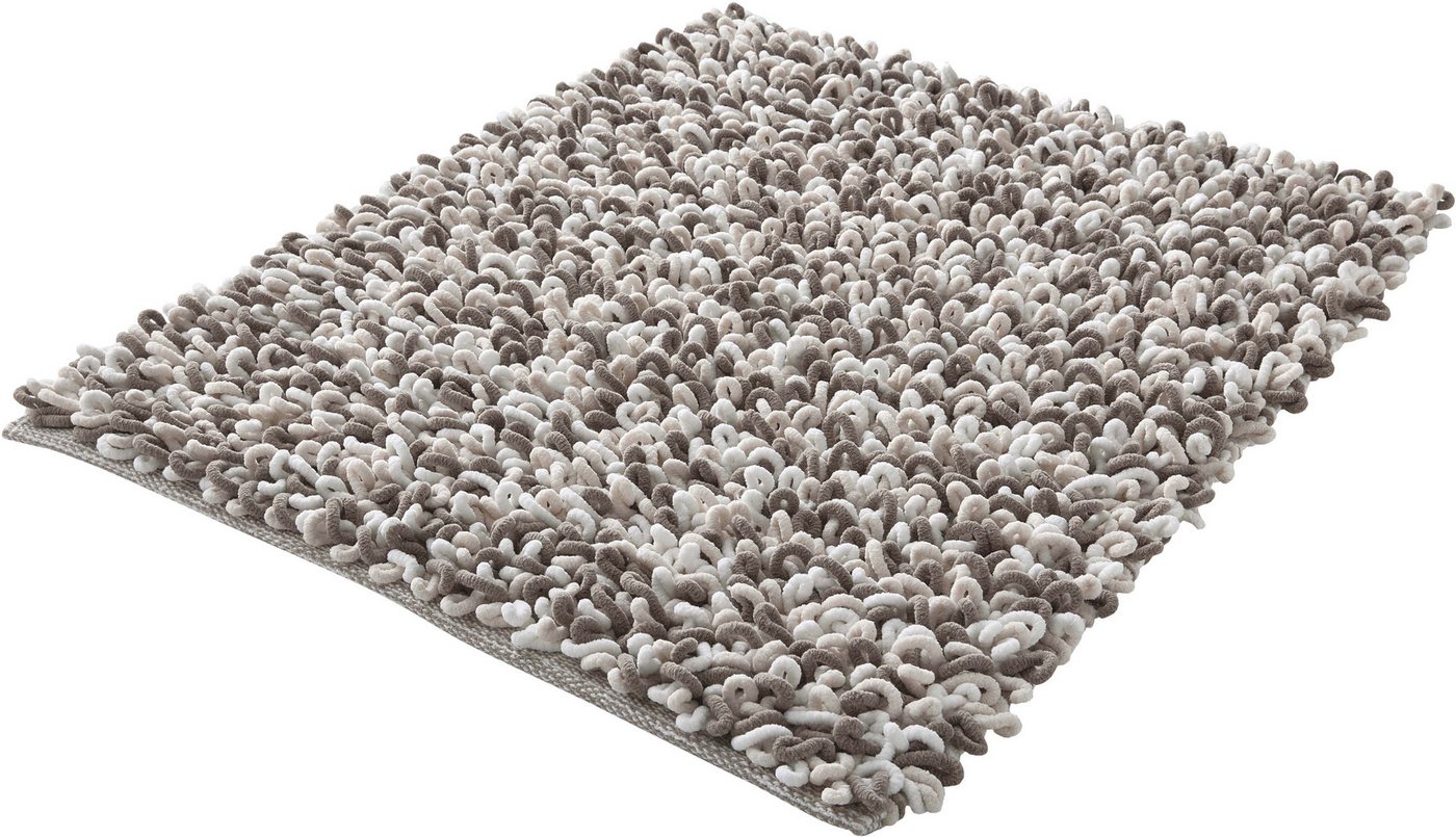 Kleine Wolke Badematte Sling, Badvorleger, Badezimmer Teppich, Höhe 20 mm, rutschhemmend beschichtet, fußbodenheizungsgeeignet, Baumwolle, Polyester, rechteckig, Badteppich, handgefertigt, 2 farbige Schlingenoptik