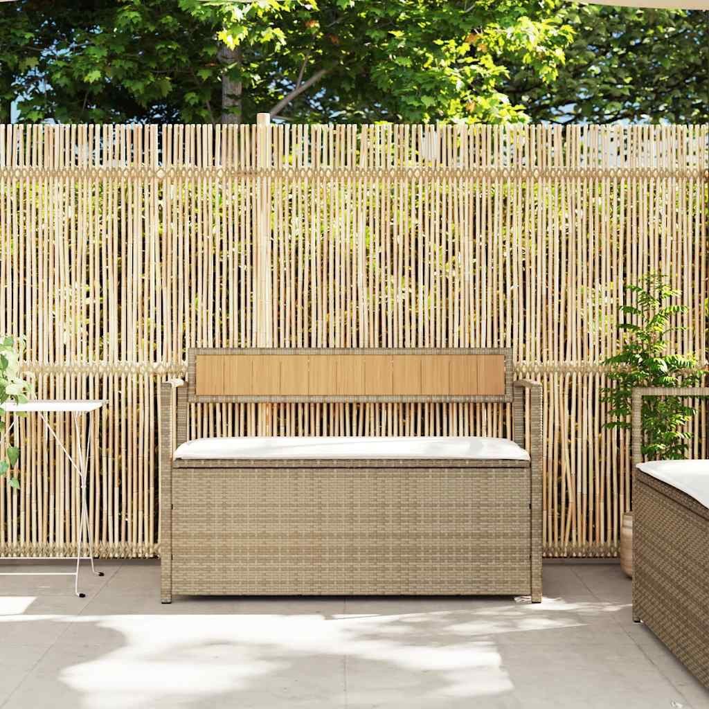 vidaXL Gartenbank Gartenbank mit Stauraum und Kissen Beige Poly Rattan (1-S günstig online kaufen