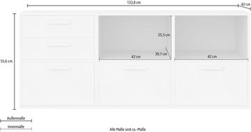 Hammel Furniture Sideboard Keep by Hammel, mit 2 Schubladen und 3 Türen, Breite 133,8 cm, flexible Möbelserie
