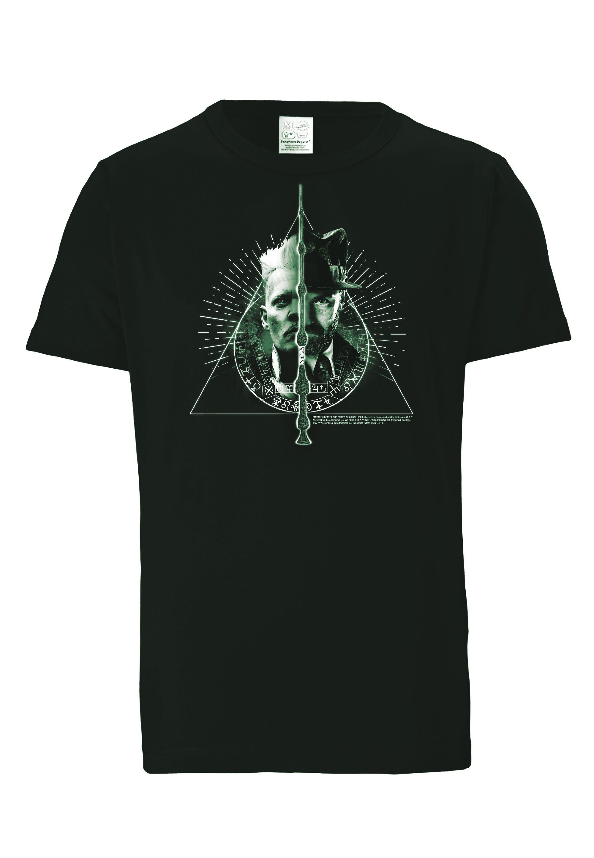 LOGOSHIRT T-Shirt Grindelwald vs Dumbledore mit großem Frontprint