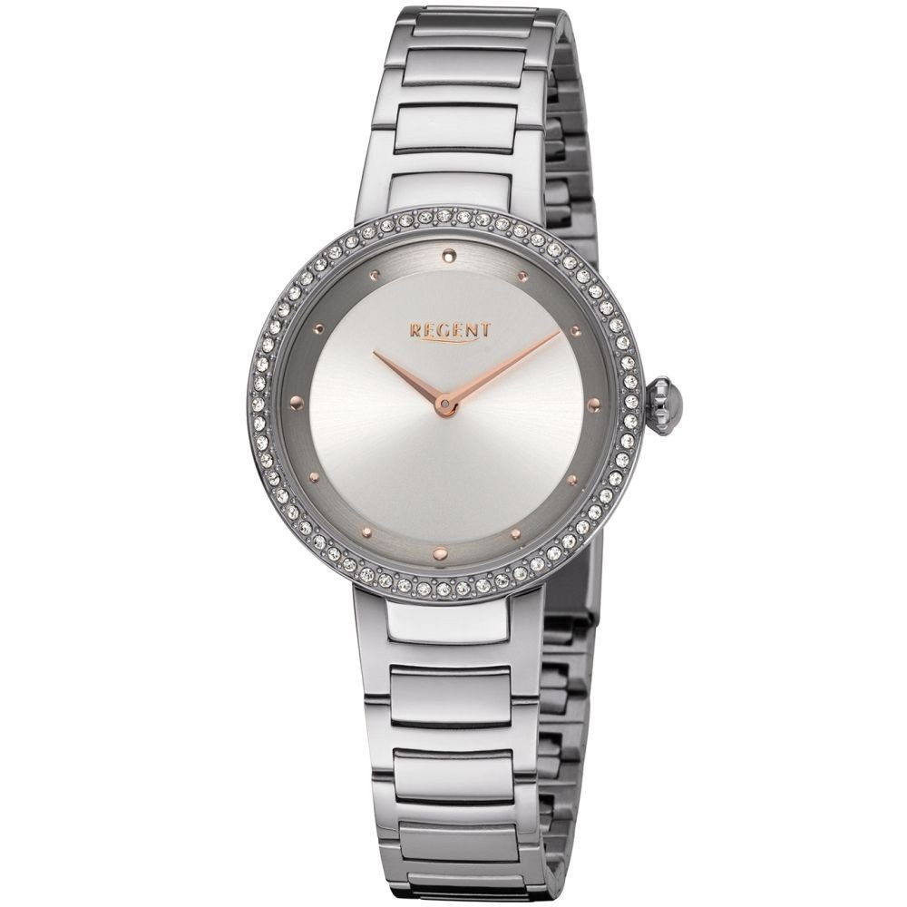 Regent Quarzuhr REGENT Damen Armbanduhr 03U91FB02-A bicolor D. 33 mm Edelstahlband