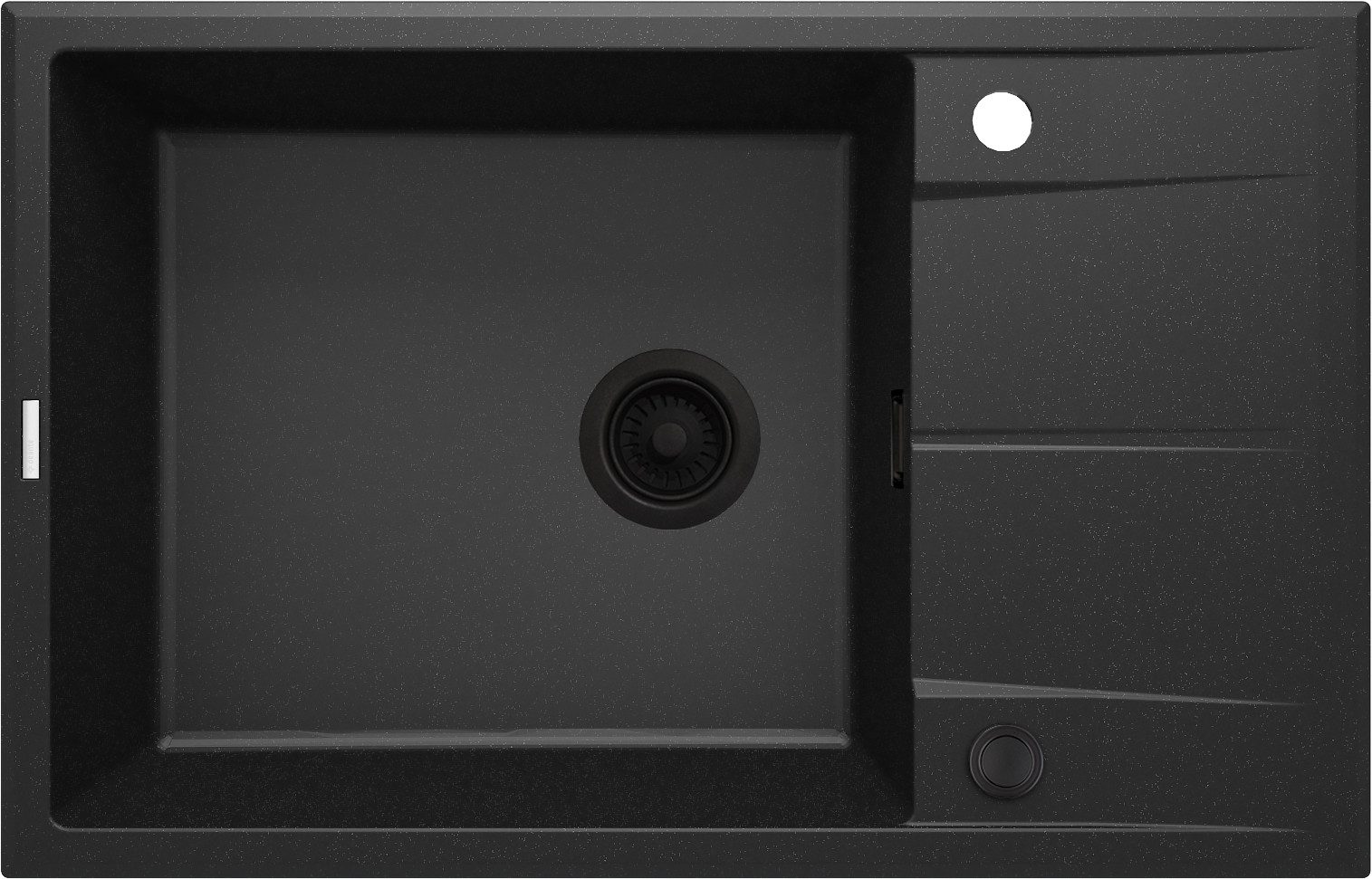 Deante Granitspüle Einbauspülbecken Schwarz eckig in Granitoptik mit Ablaufverschluss, 50/78 cm, (Komplett-Set)