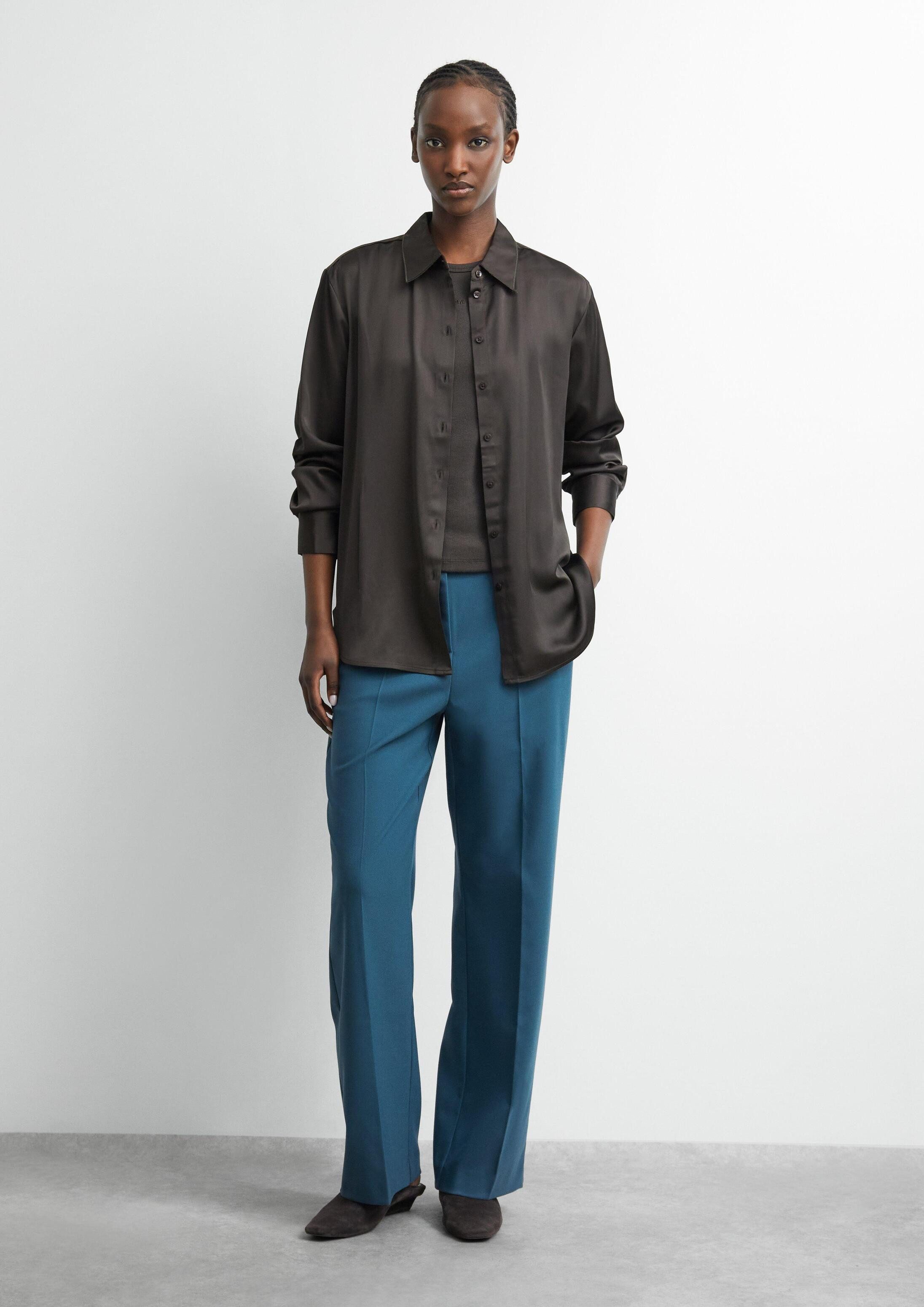 comma Chinos Hose Straight-Leg-Hose mit Twill-Struktur