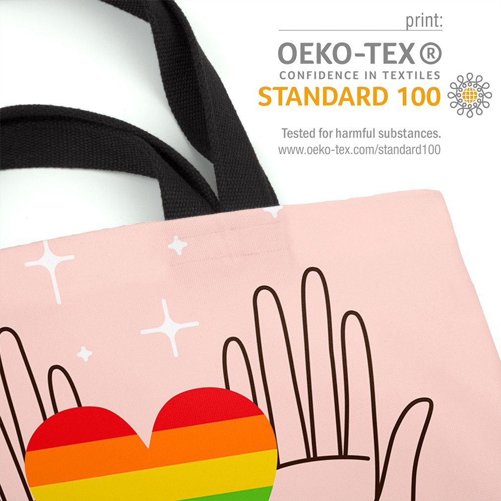 Heart Pride Gay gestreift Hände (1-tlg), pride Partner LGBTQ VOID Henkeltasche parade flag Happy