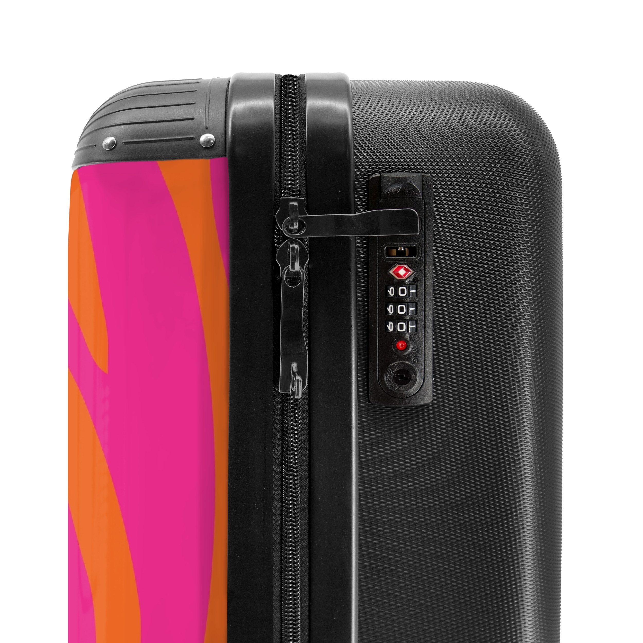 NoBoringSuitcases.com© Hartschalen-Trolley Rosa und orangefarbener Zebradruck 55x35x20cm, Handgepäck Koffer & Trolleys, Luggage, Reisekoffer Frauen – Bild 5 von 5