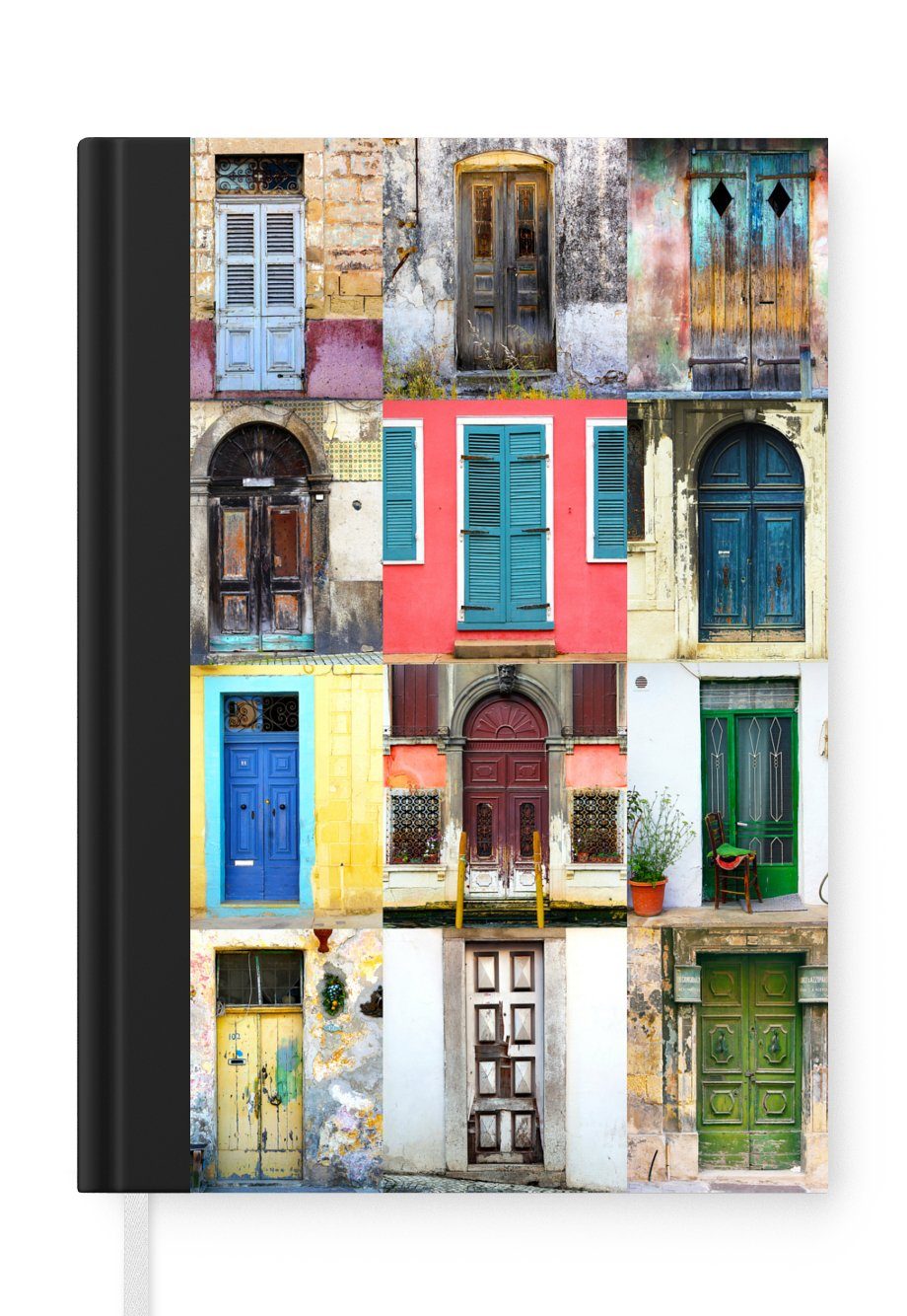 MuchoWow Notizbuch Türen - Regenbogen - Architektur - Collage, Journal, Merkzettel, Tagebuch, Notizheft, A5, 98 Seiten, Haushaltsbuch