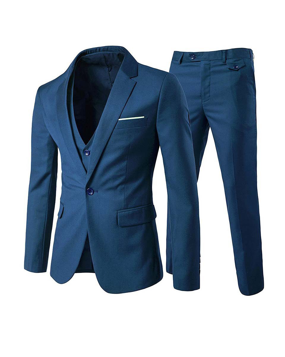 Allthemen Anzug 3-teilig (3 tlg) Edler Slim Fit Herrenanzug für den Business-Bereich