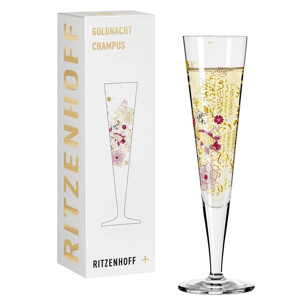 Ritzenhoff Sektglas Ritzenhoff Goldnacht Champus #23 K. Stockebrand H22, Kristallglas