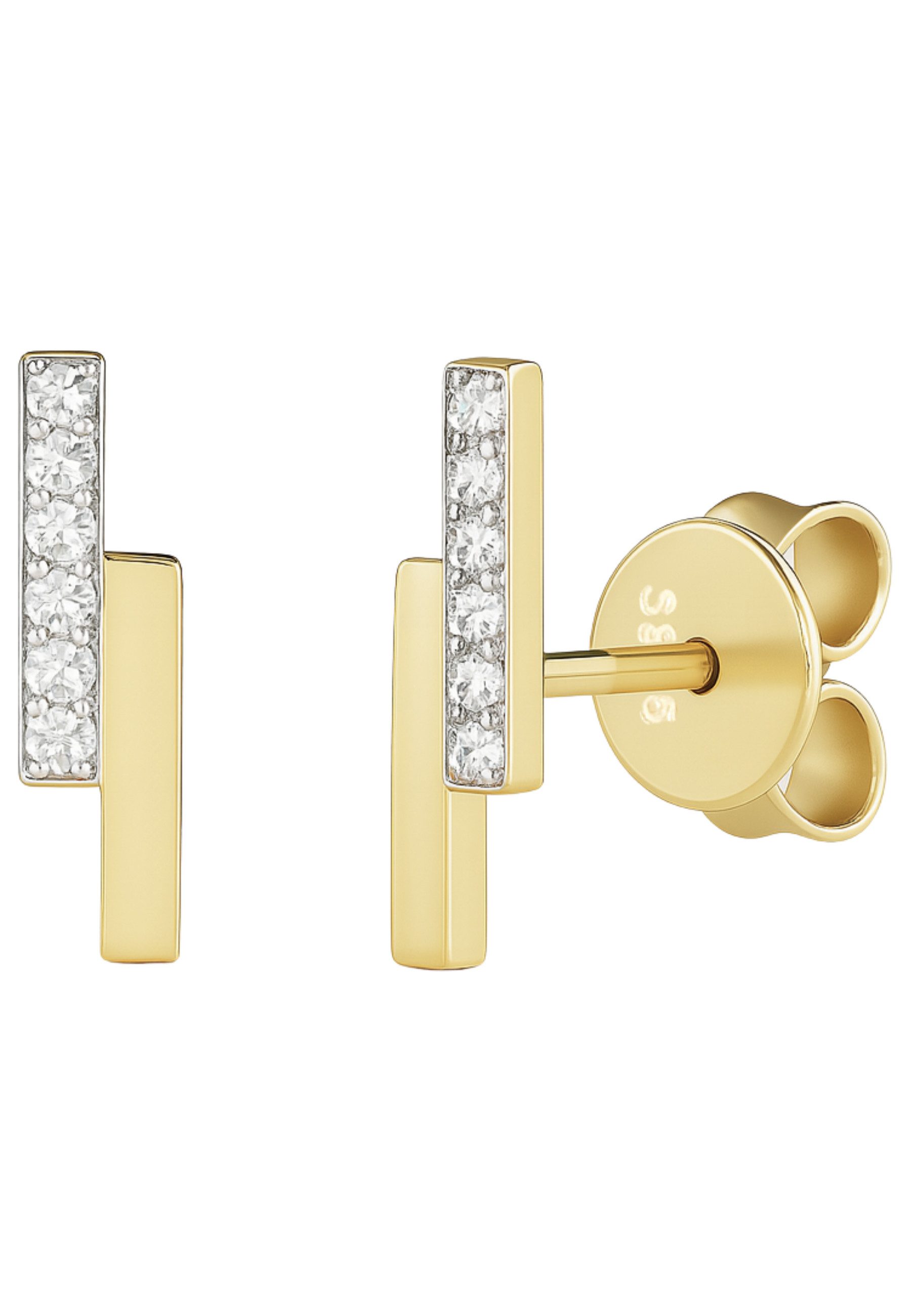 S&T Design Paar Ohrstecker Damen Ohrringe 925 Silber Stecker mit Moissanite Diamant stab Ohrringe (Damen zum Geburtstag Weihnachten Weihnachtsgeschenke, Geschenke für Frauen Beste Freundin Mutter Mama), 14k Vergoldet Silberohrringe Moissanite Brautschmuck Silber 925