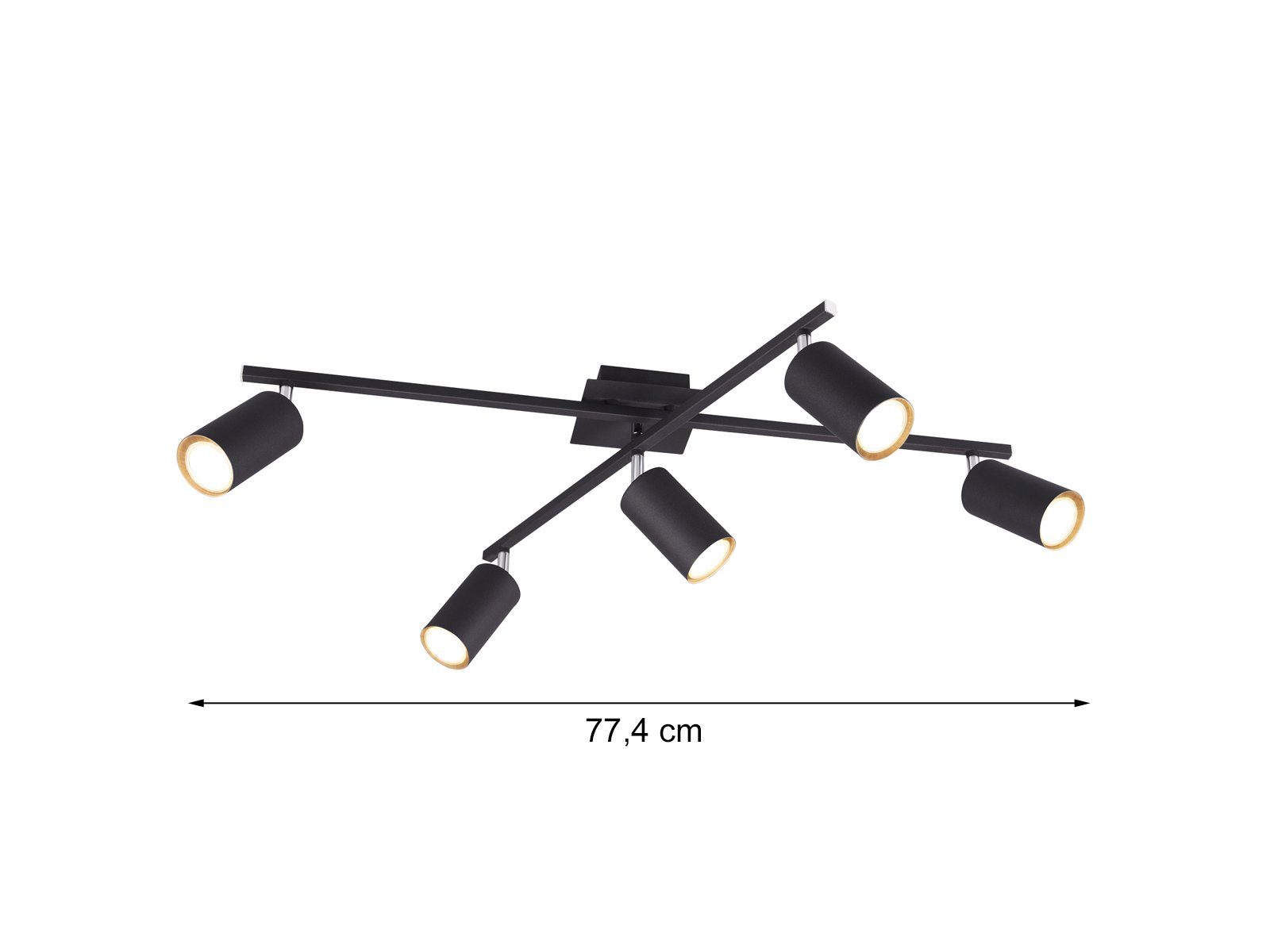 TRIO Leuchten LED Deckenstrahler Arme & Spots schwenkbar, Breite 77,5cm, dimmbar, LED wechselbar, Warmweiß, große Deckenleuchte innen Esstisch-Lampe, Wohnzimmer – Bild 3 von 4