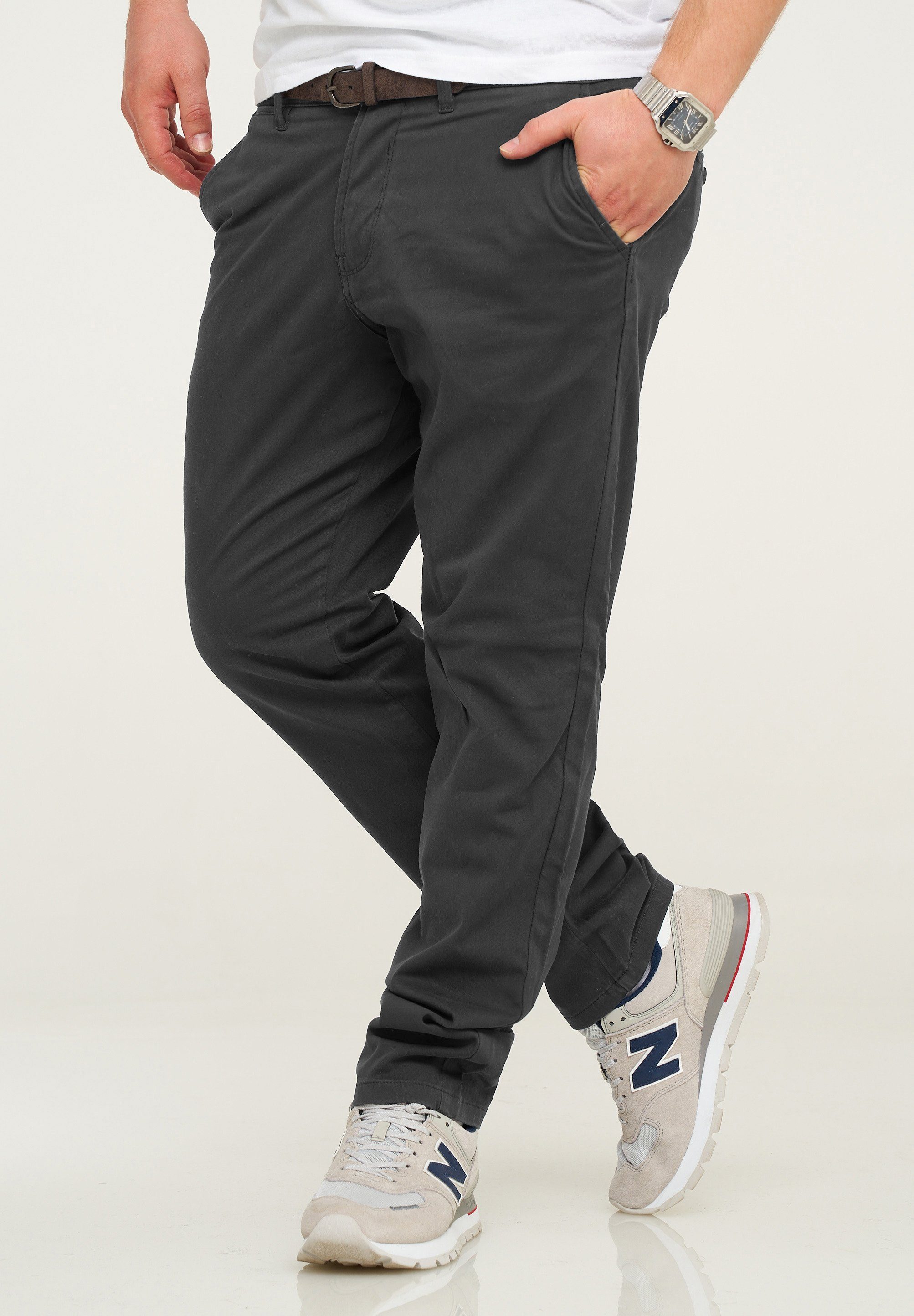 Jack & Jones Chinohose Freizeithose JJCS Casual Gürtel Dark Stretch mit Jeans-Hose Grey