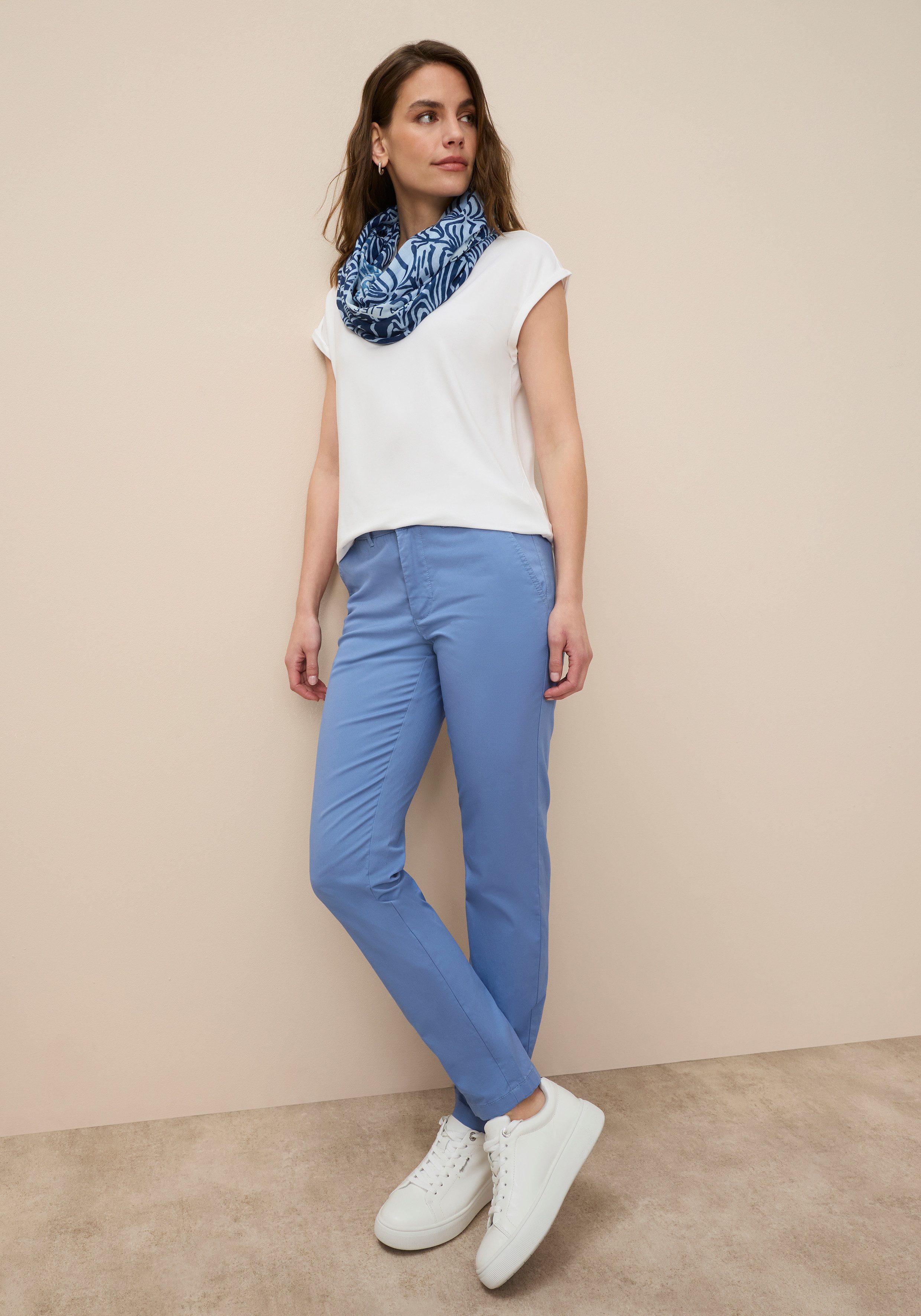Tamaris T-Shirt Regular Fit, mit überlappenden Schultern, Kurzarm mit Aufschlag