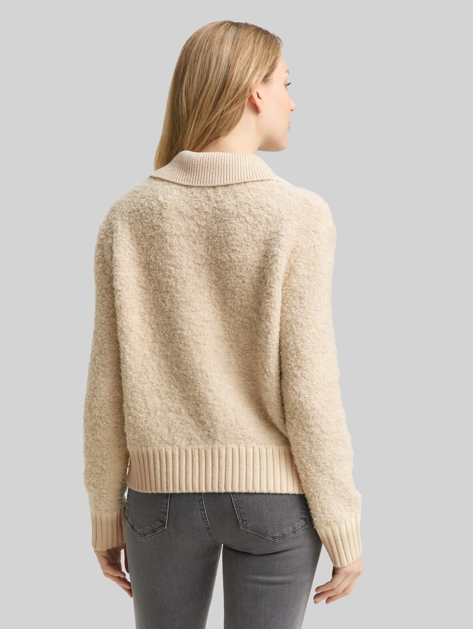 TOM TAILOR Strickpullover Pullover & Strickjacken Bouclé Strickpullover mit Kragen