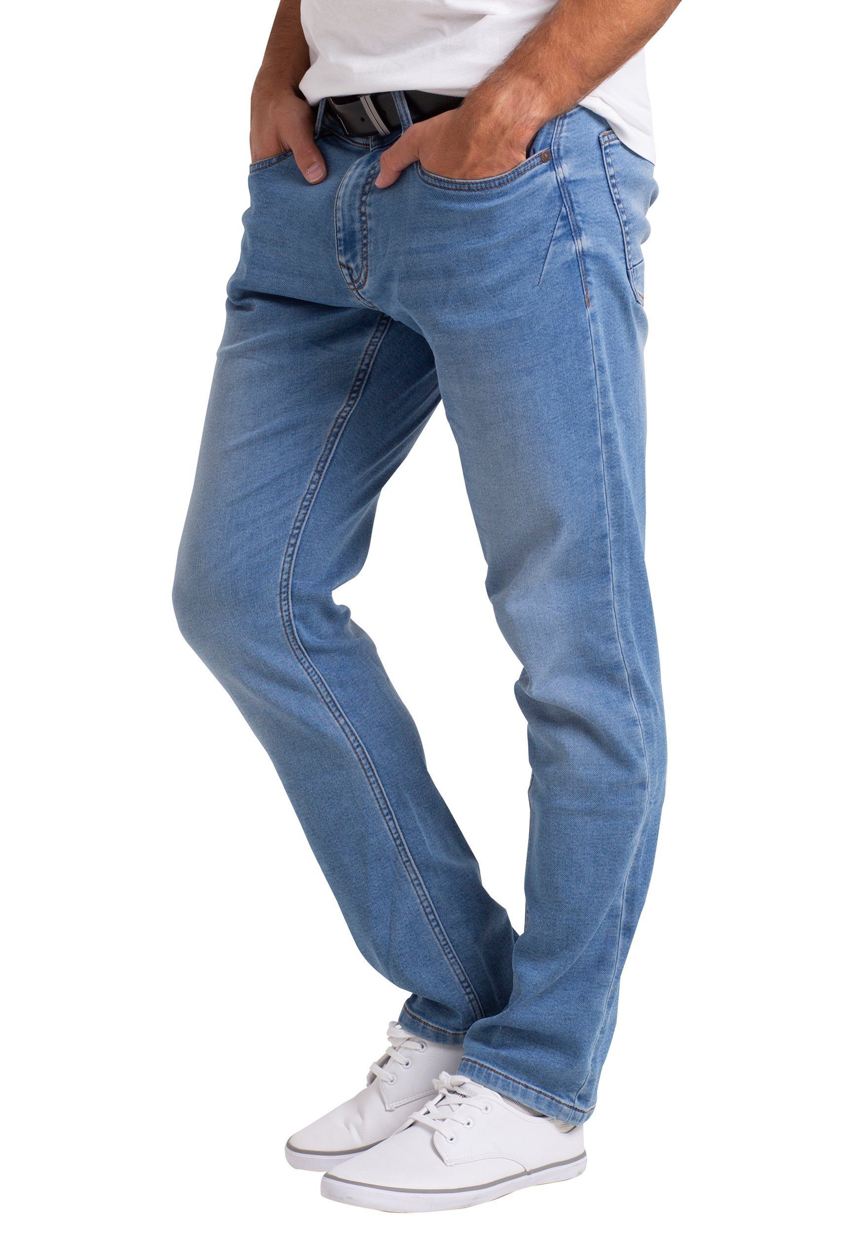 BlauerHafen Slim-fit-Jeans Herren Classic Knitted Denim Relaxed Fit Stretch günstig online kaufen