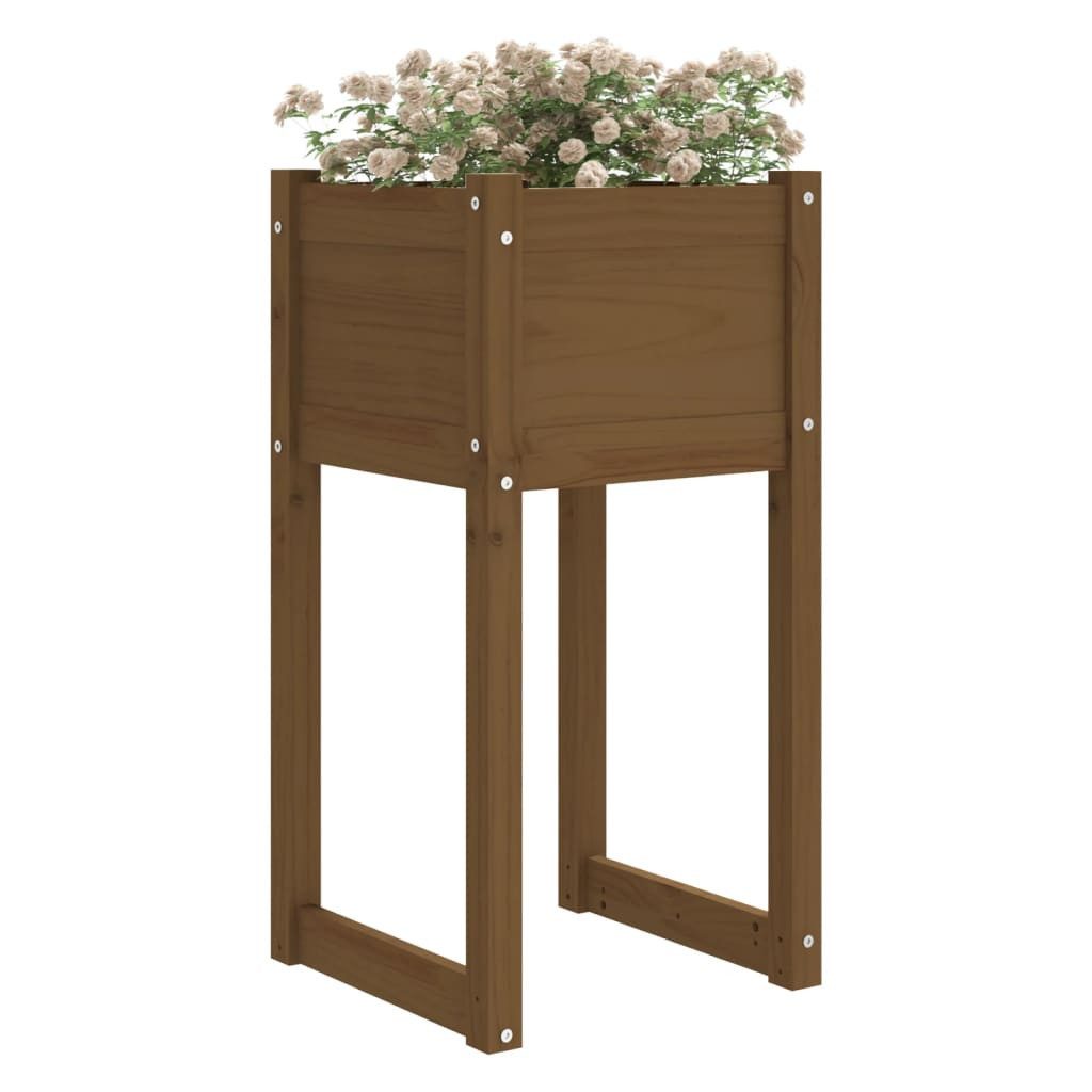 vidaXL Blumentopf Pflanzkübel Honigbraun 40x40x81 cm Massivholz Kiefer (1 St)