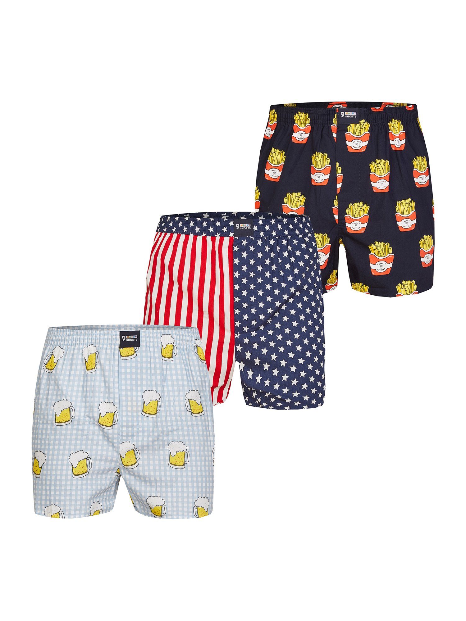 SHORTS Unterwäsche Set Print HAPPY Sets (3-St) Unterhose Loungewear 12 Boxer