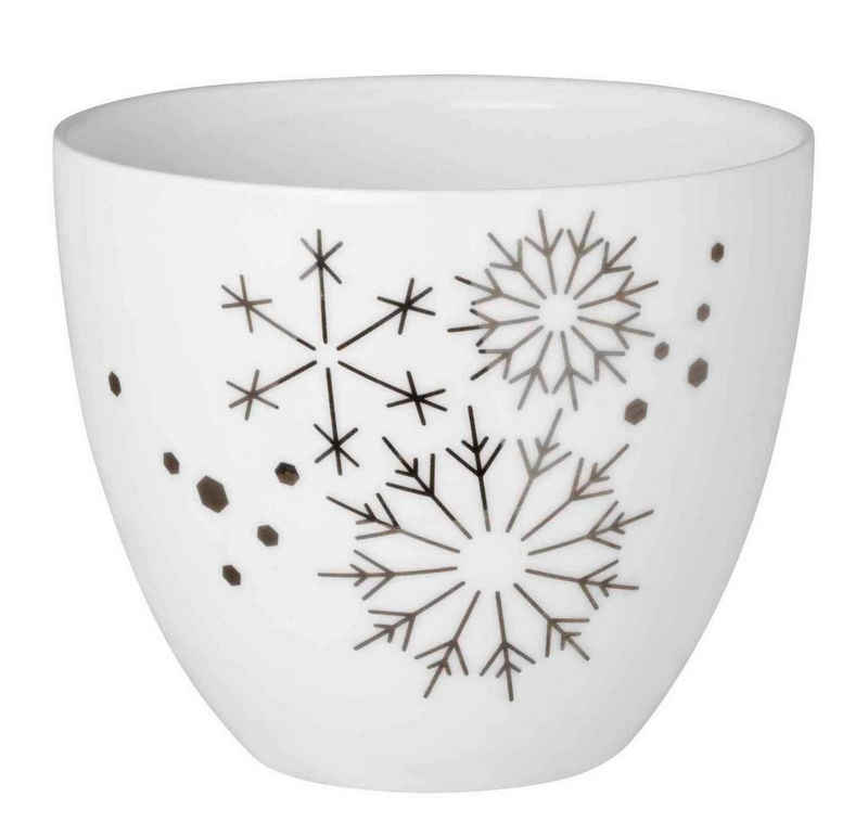 Räder Design Teelichthalter Porzellanlicht Schneeflocken Silber Porzellan weiß silber H6,5cm