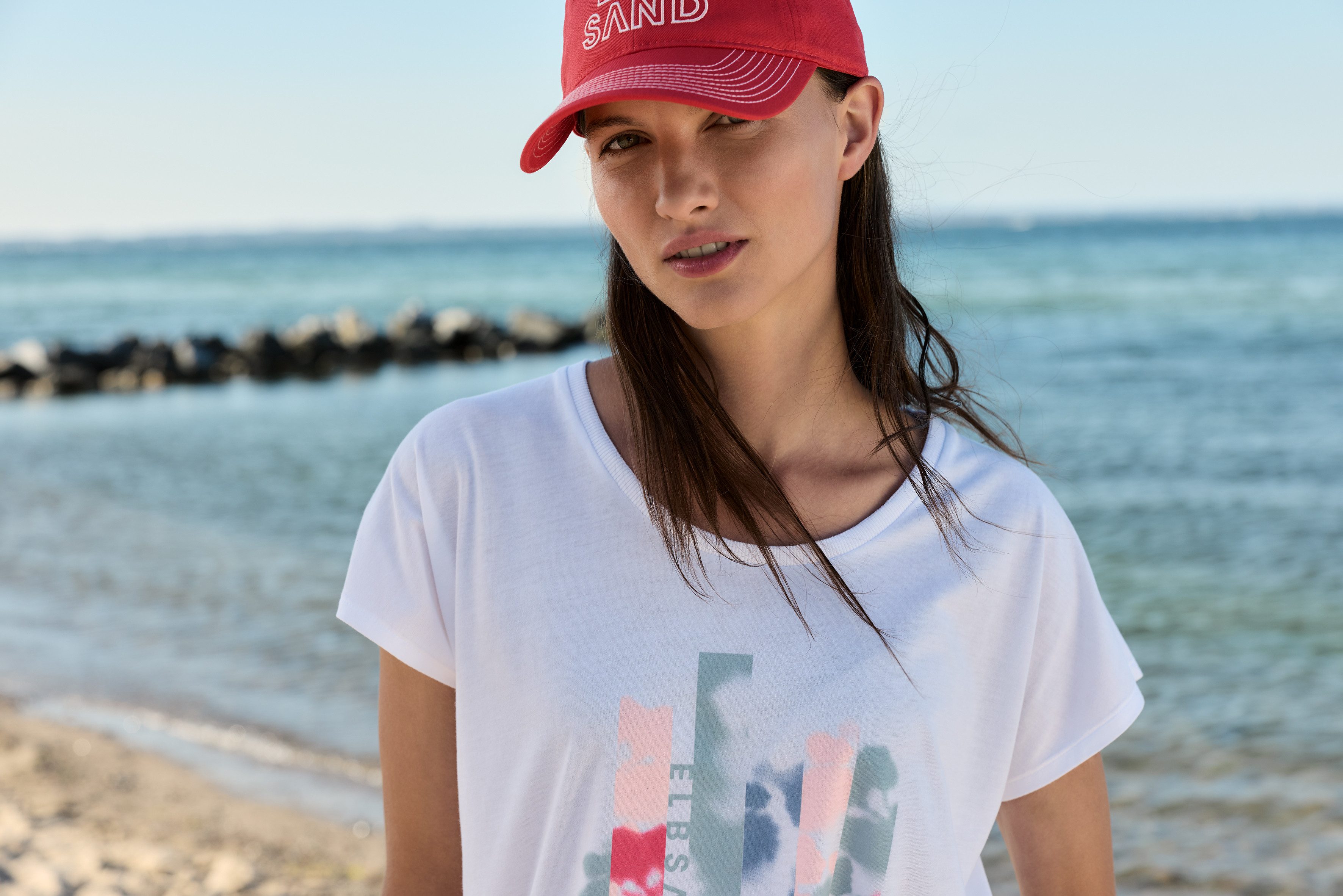 Elbsand T-Shirt ELBSAND Grima T-Shirt bright white print