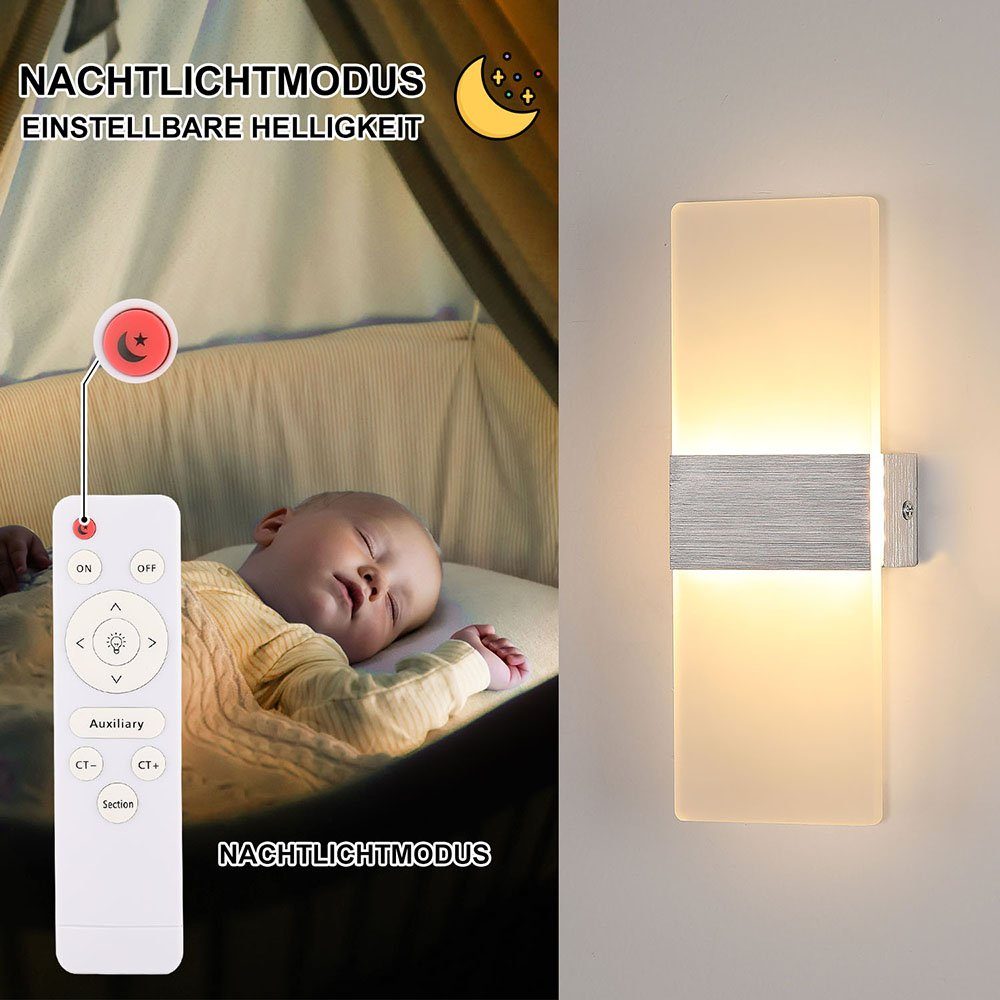 Kaltweiß, LED Innen Stück Wandleuchte Light LETGOSPT Wandlampe fest Wandbeleuchtung Wandleuchte 5W 2 3000-6000K, Dimmbar Leuchten, LED Down Naturweiß, Acryl Up Warmweiß, LED Acryl Wandleuchte 12W integriert,