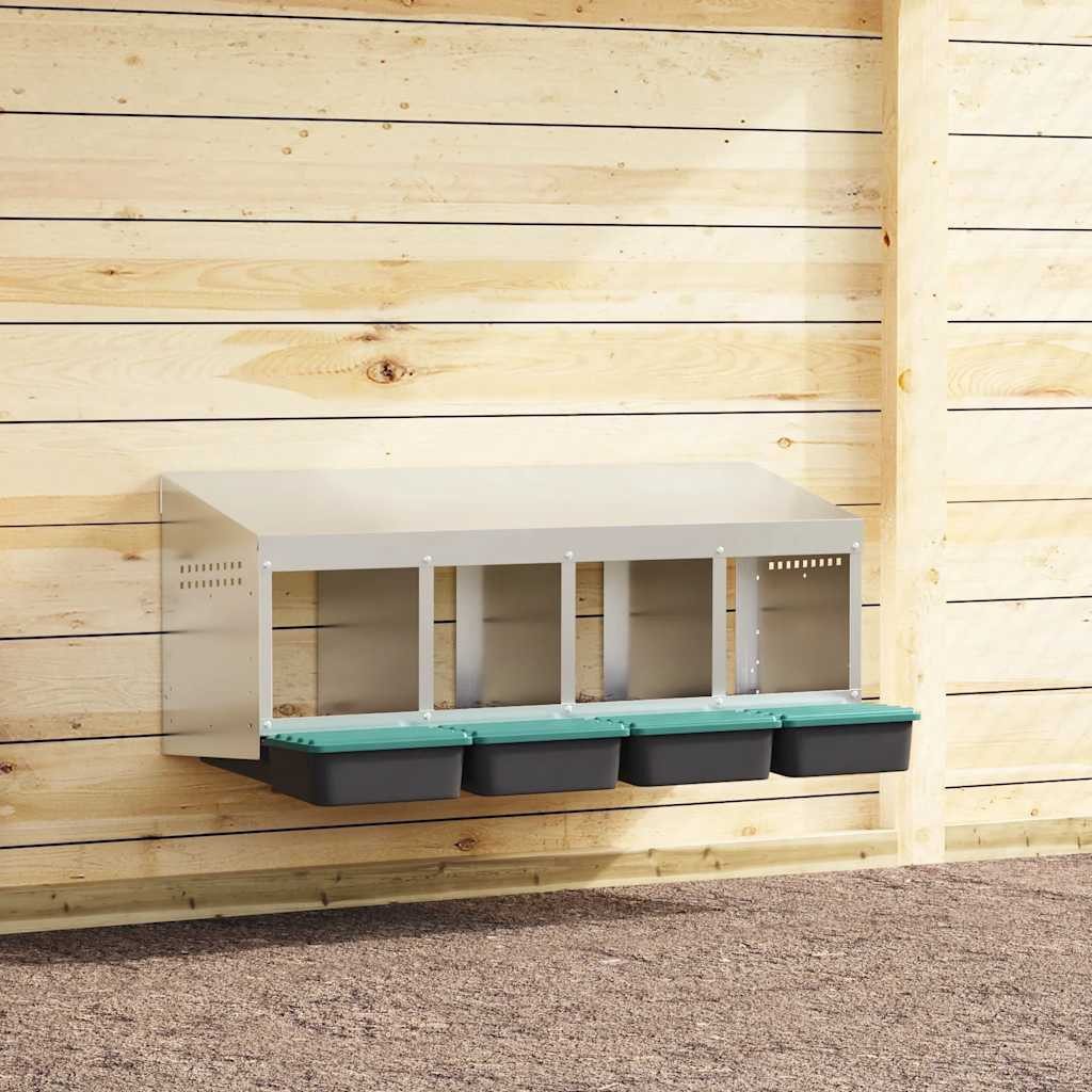vidaXL Hühnerstall 106 x 50 x 46 cm Hühner-Nistkasten 4 Fächer Wandmontage Verzinkter Sta