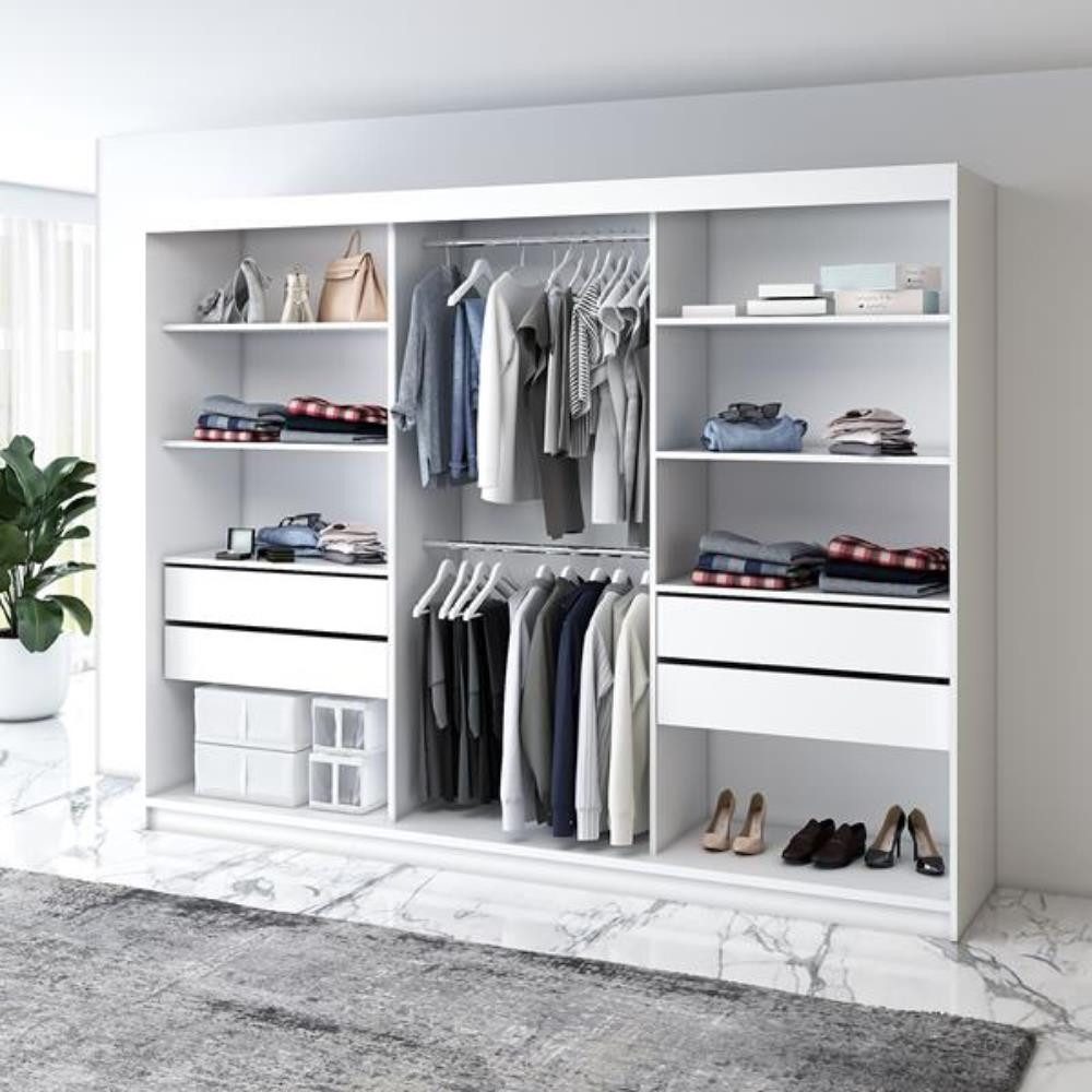 A&J MöbelLand GmbH Schiebetürenschrank VILUNO mit 4 Schubladen und Spiegel (TOP ANGEBOT! Geräumiger Schrank mit einer Breite von 200 cm und Spiegel, ideal zur Aufbewahrung von Kleidung und Accessoires. 4 Schubladen und viel Stauraum. TOP PRODUKT! Wählen Sie das ideale Modell für Ihr Schlafzimmer!, Inclusive 4 Schubladen) Breite: 200 cm, Höhe: 215 cm, Tiefe: 59,5 cm