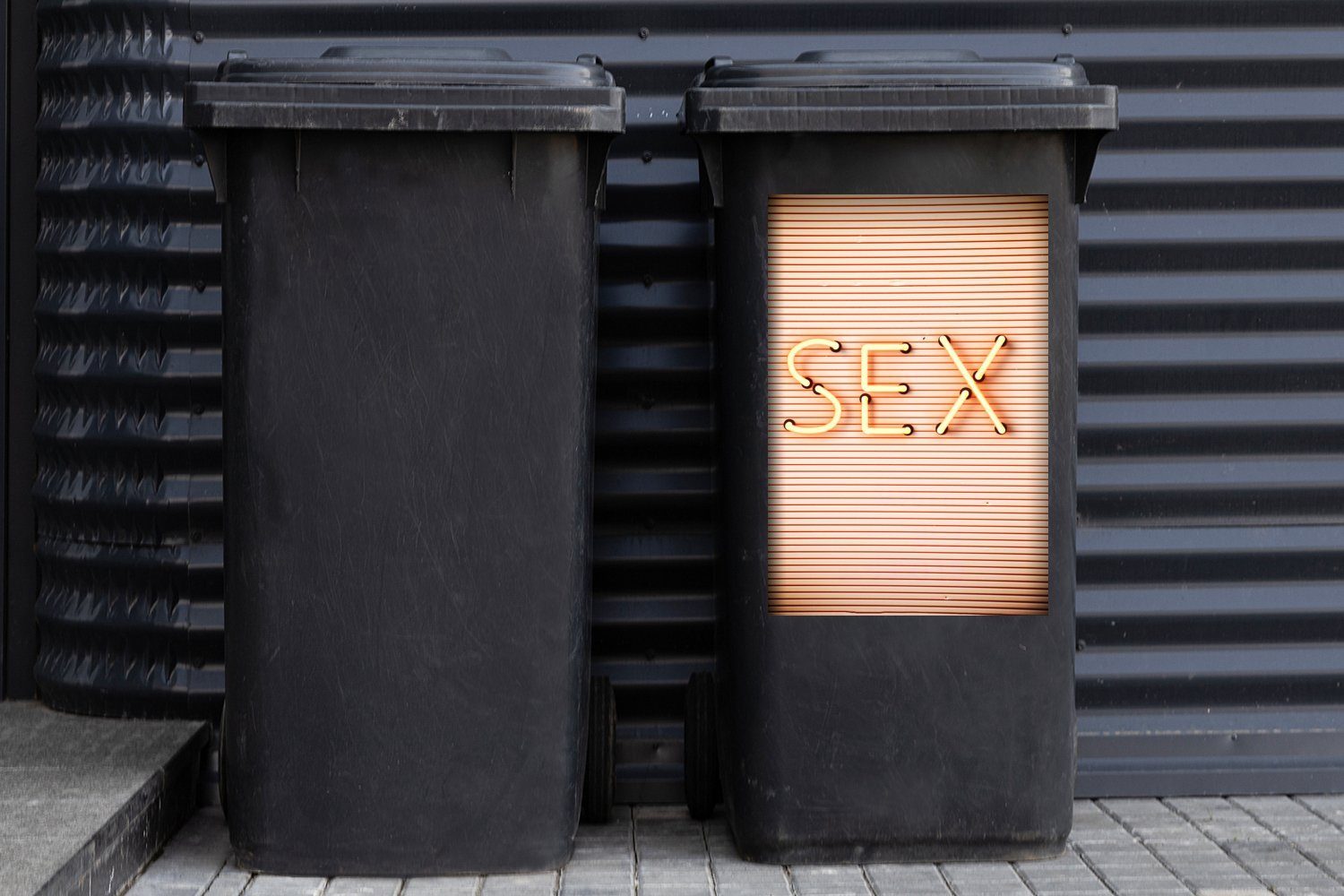 Lichtkasten Wandsticker Sticker, Container, MuchoWow einem Mülltonne, St), (1 Sex Abfalbehälter in Mülleimer-aufkleber,