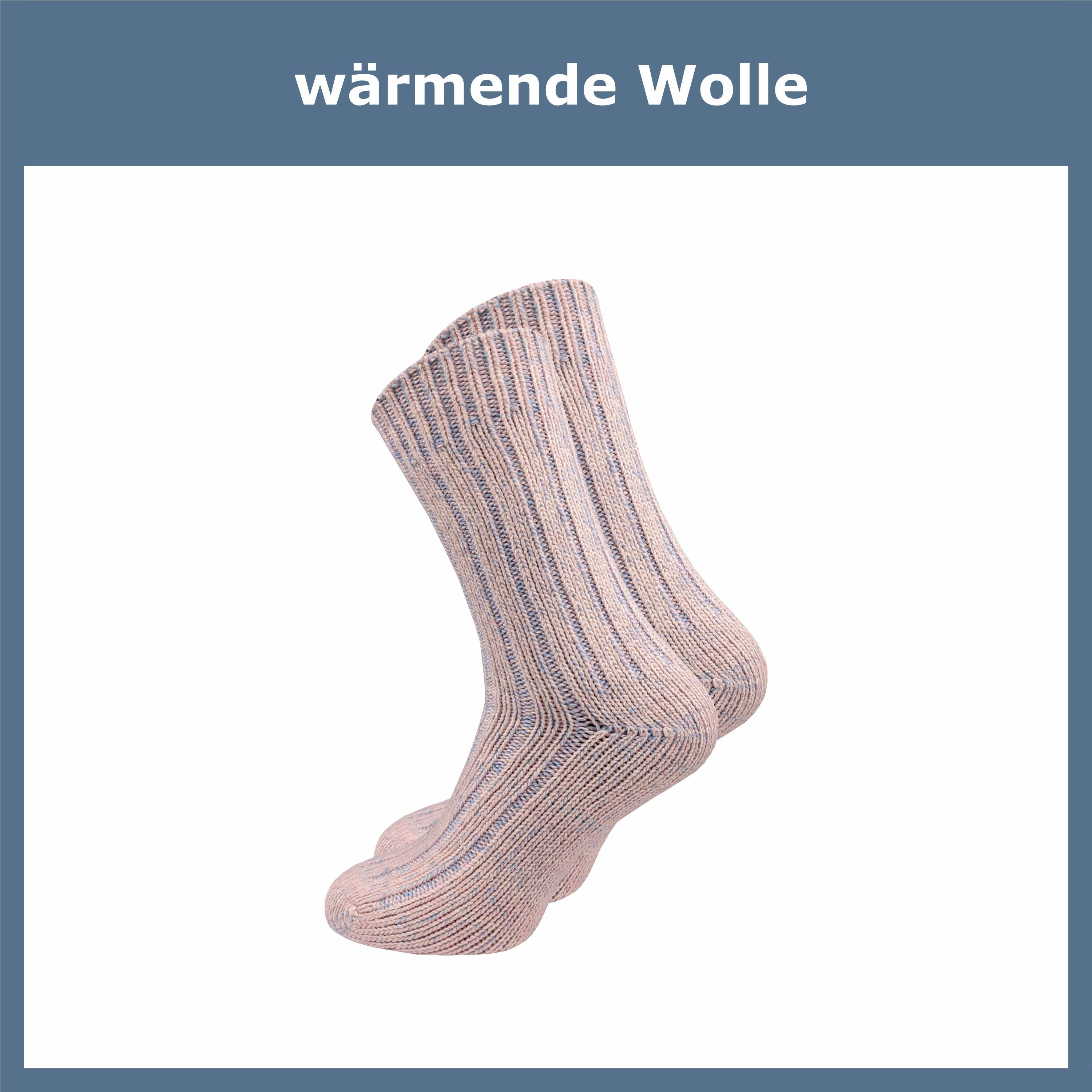 GAWILO Norwegersocken für - warm dank Wolle Extra & für - als warme Thermosocke rosa weich (2 Wollsocken auch - Damen grau geeignet Paar) Dicke Wintersocken & Füße