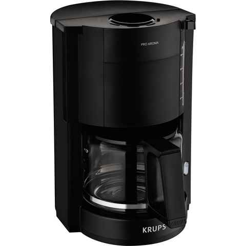 Krups Filterkaffeemaschine F30908 Pro Aroma, mit Glaskanne, 1,25L Füllmenge, 10-15 Tassen, 1050W, Schwarz